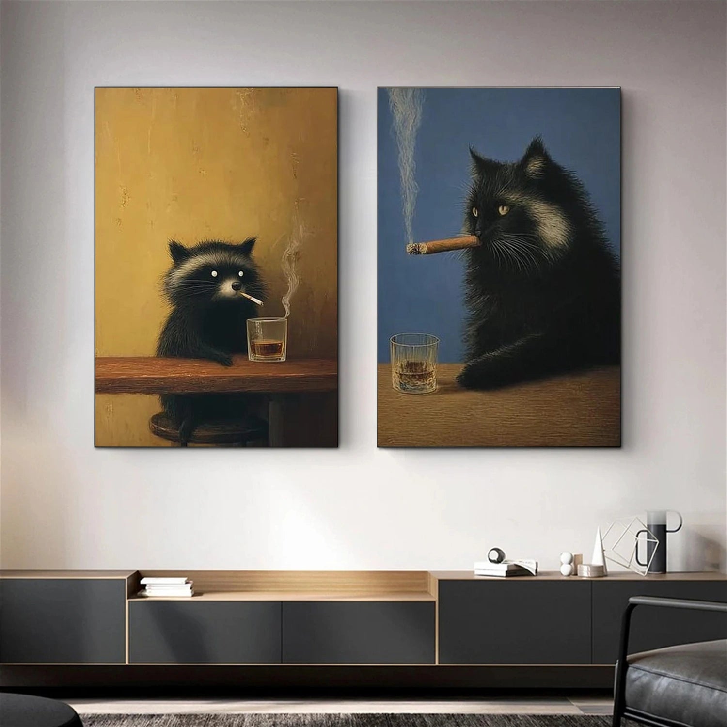Colorful Abstract Animal Canvas Art Set of 2 #AP236
