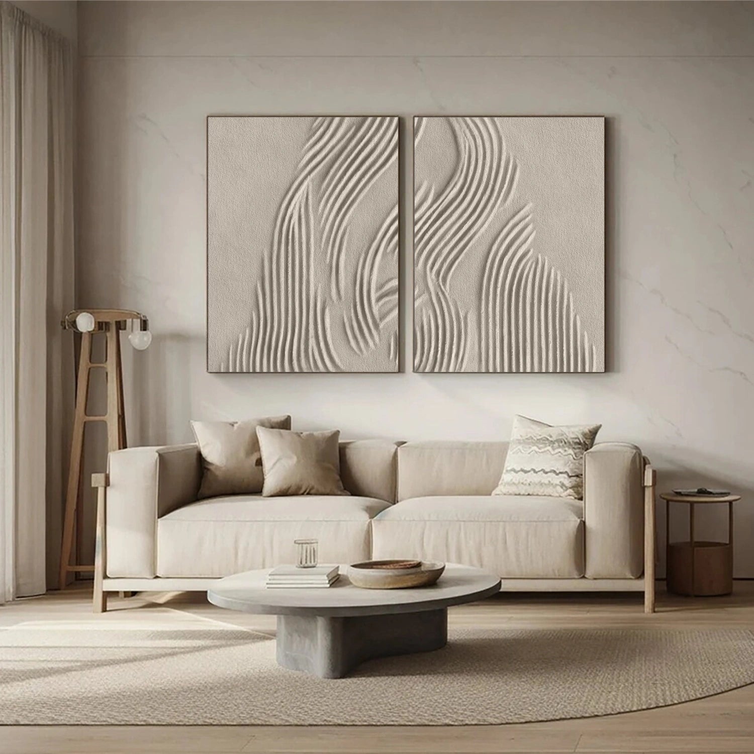 Beige & Brown Abstract Set of 2 #BB146
