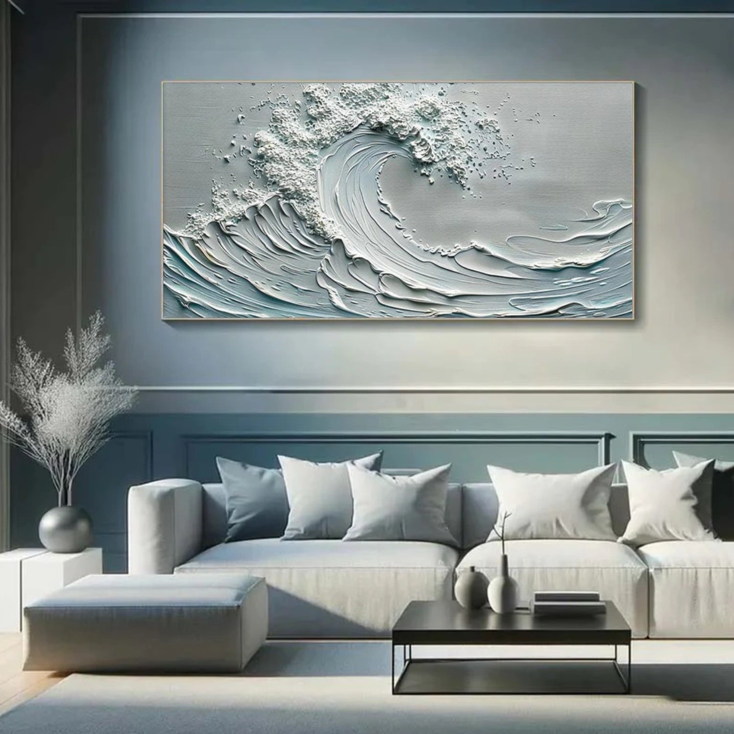 Ocean And Sky Abstract Textured Canvas Art #OS352