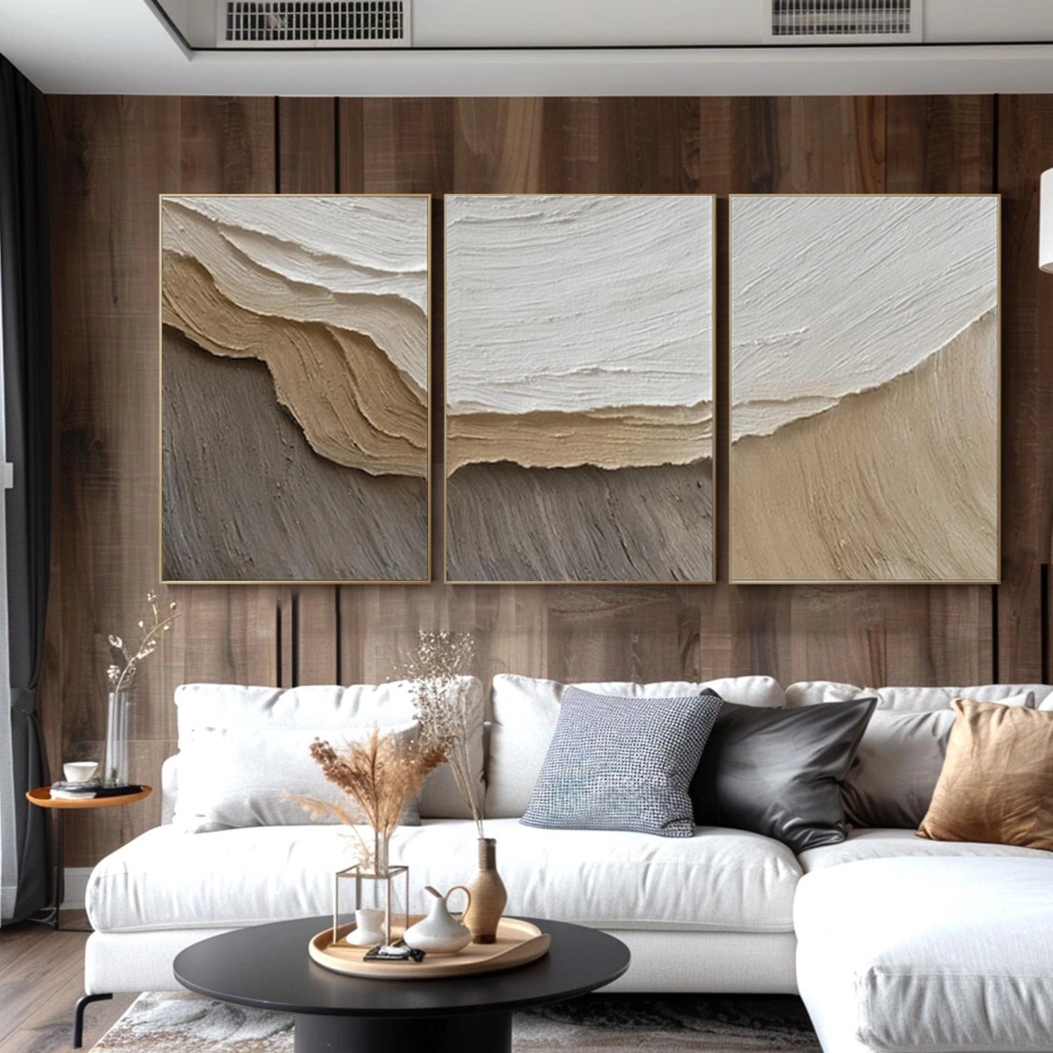 Beige Minimalist Texture Canvas Set of 3 # MM414