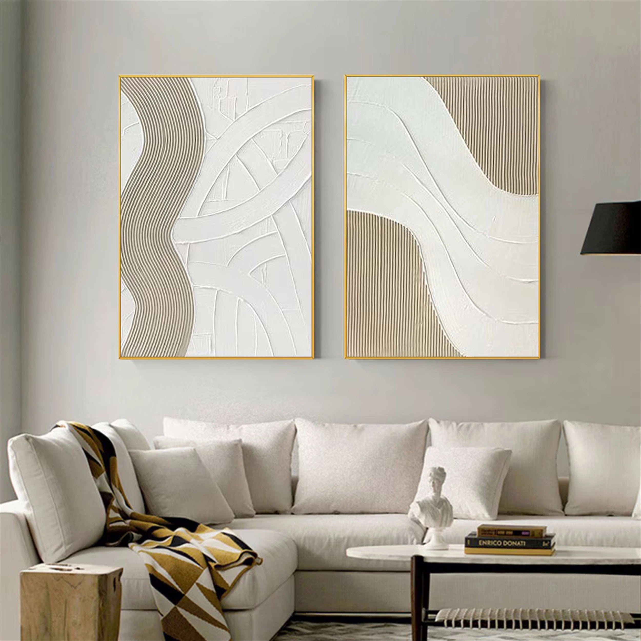 Beige & Brown Abstract Set of 2 #BB077