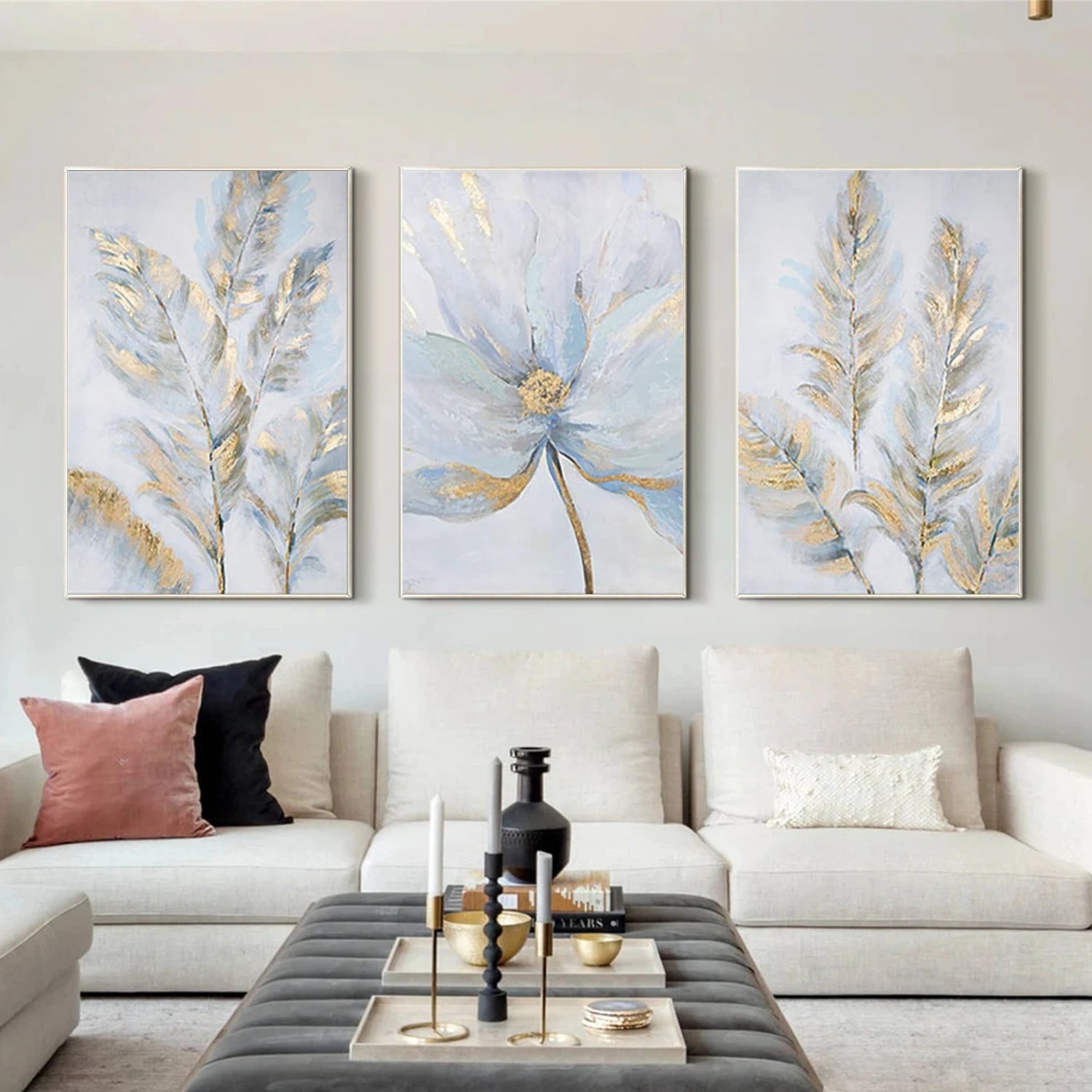 Flower & Tree Abstract Canvas Art Set of 3 #FT 303