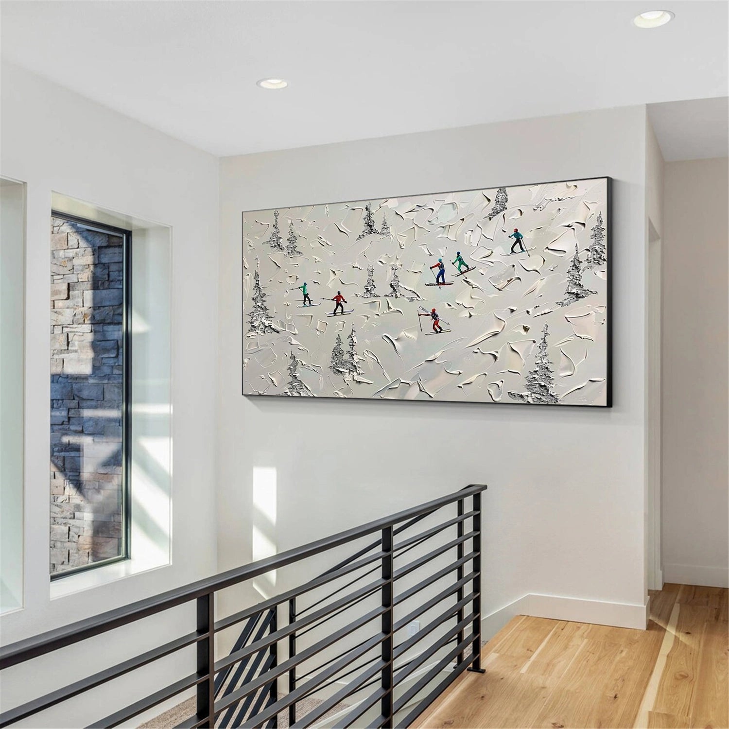 Skiing Sport Art Textured Painting Canvas  # SA070