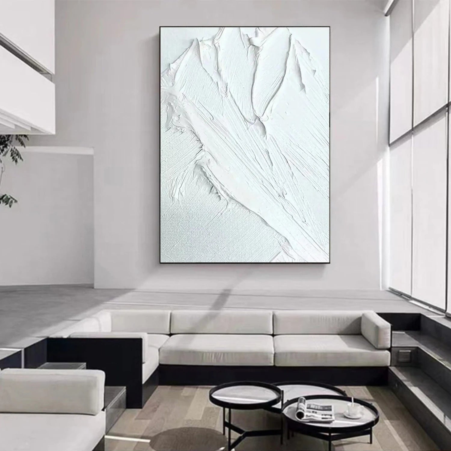 White Minimalist Textured Wall Art #MM324
