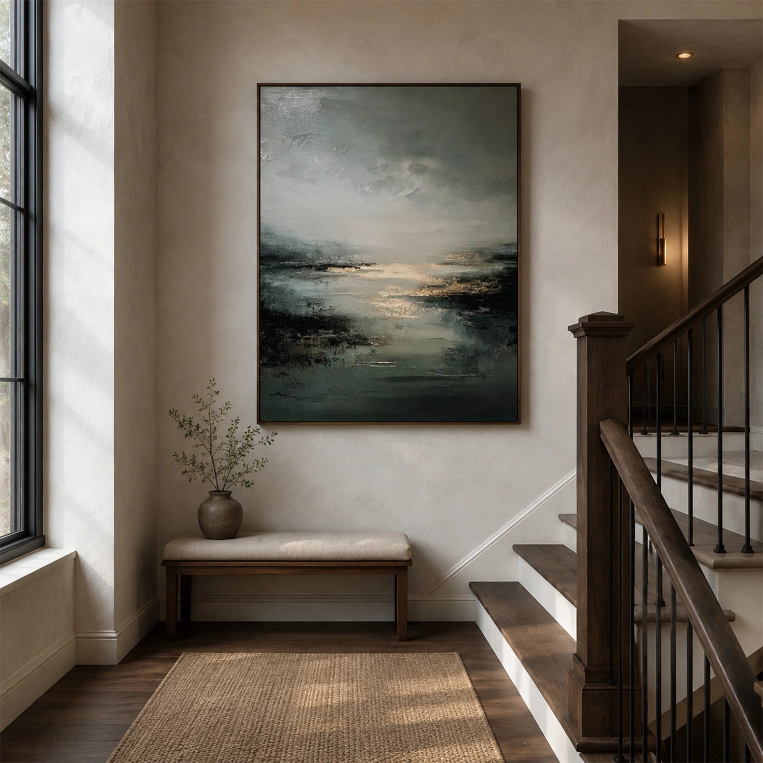 Ocean And Sky Abstract Canvas Art #OS460