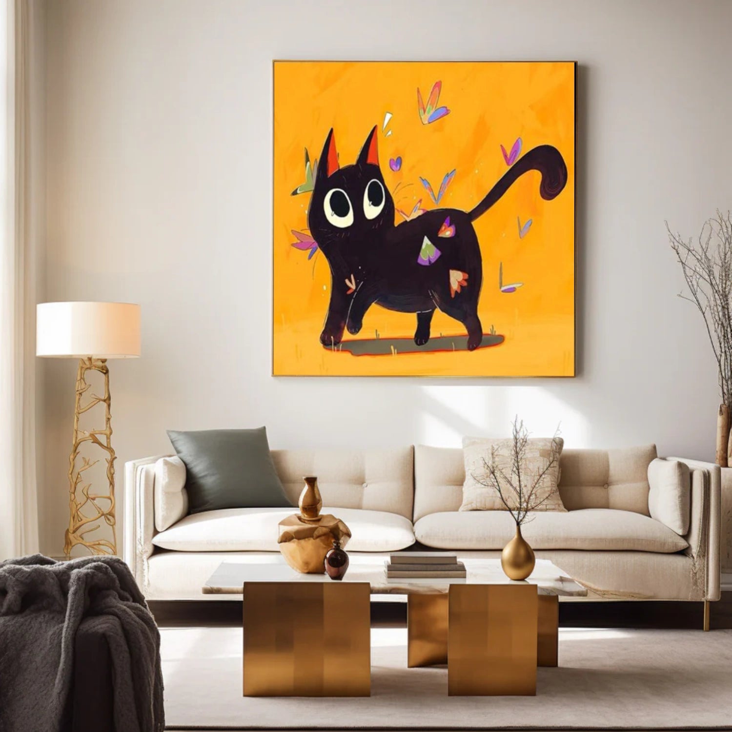 Abstract Cat Animal Canvas Art #AP180