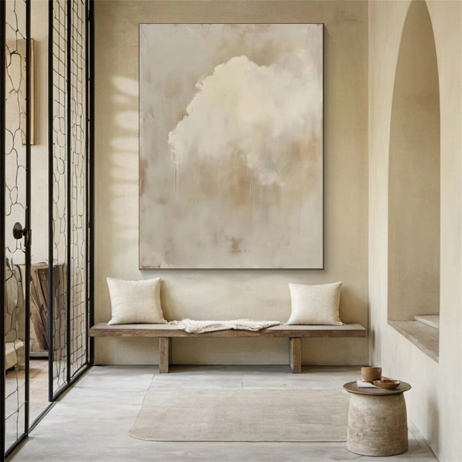 Beige & Brown Sky Abstract Canvas Art #OS 321