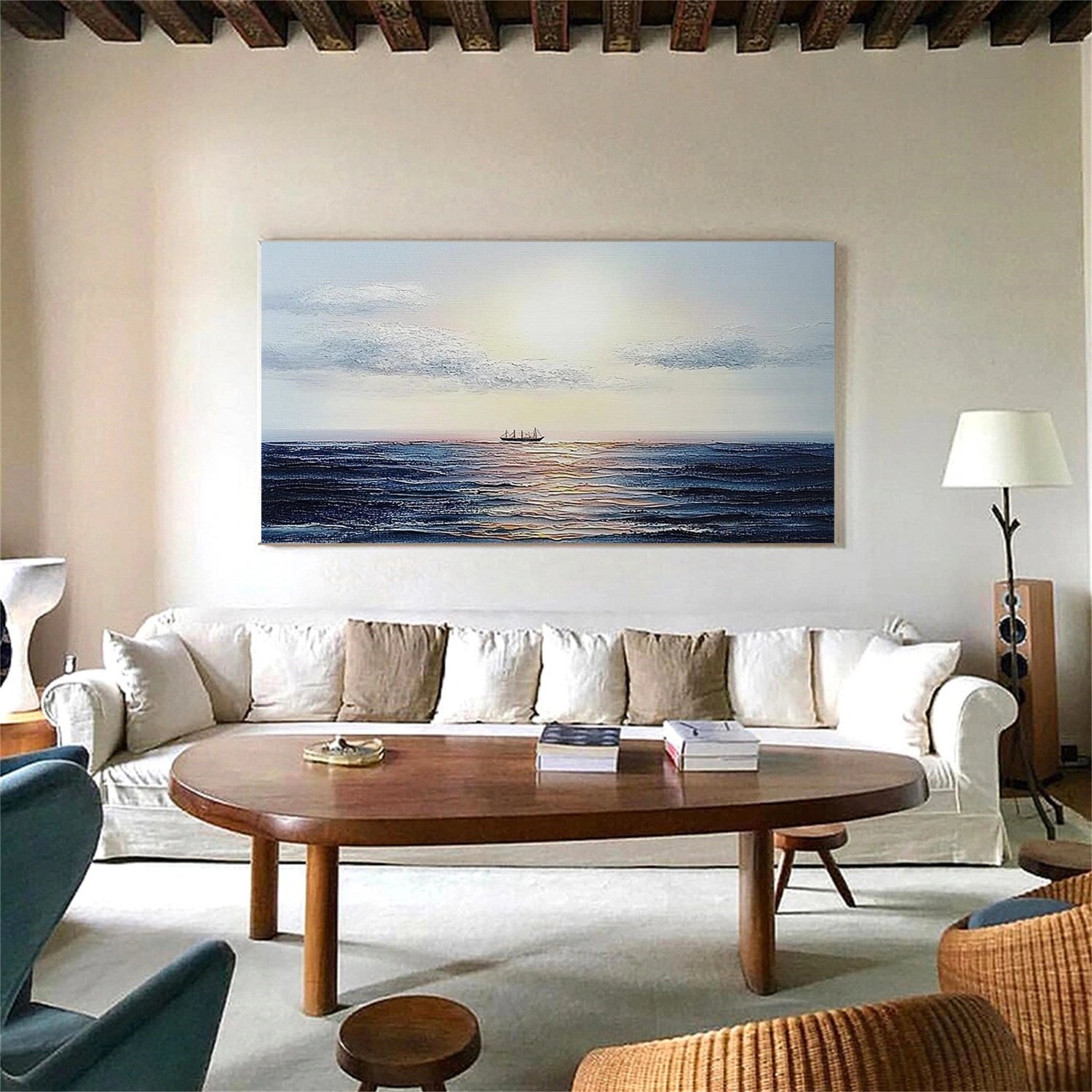 Ocean And Sky Abstract Texture Canvas Art #OS411