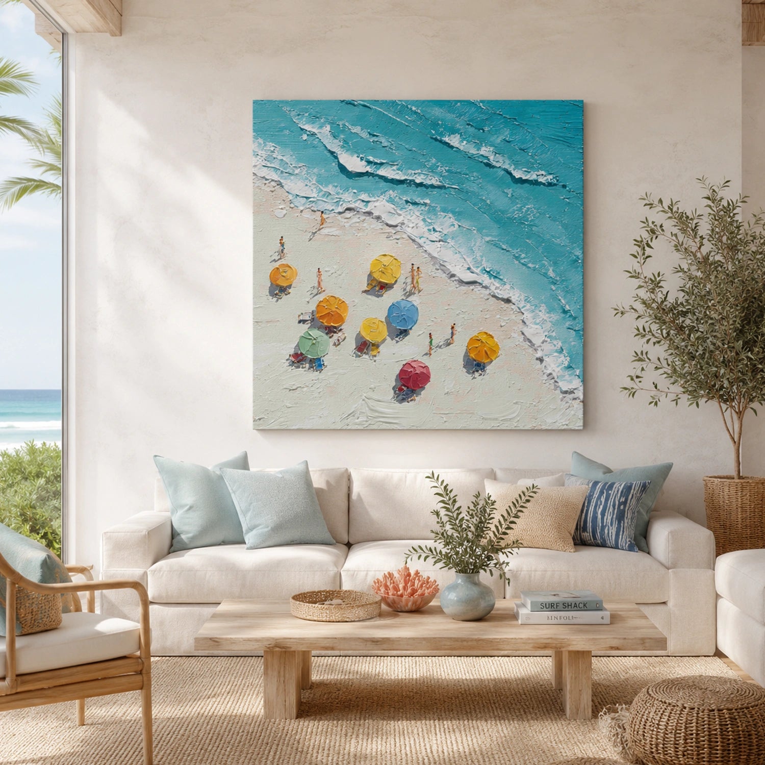 Ocean And Sky Abstract Texture Canvas Art #OS418