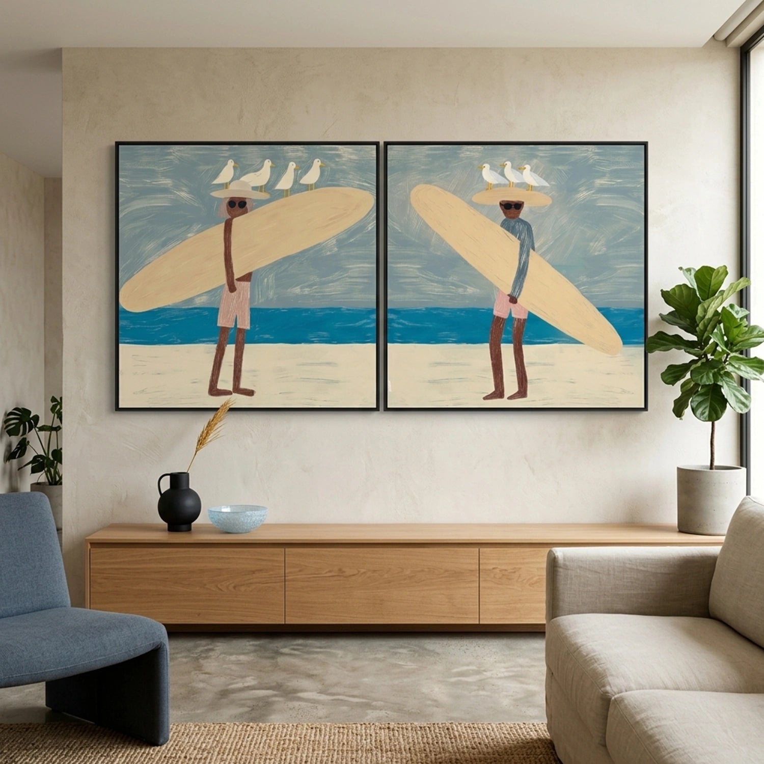 Sport Art Painting Canvas Square Set of 2  # SA096