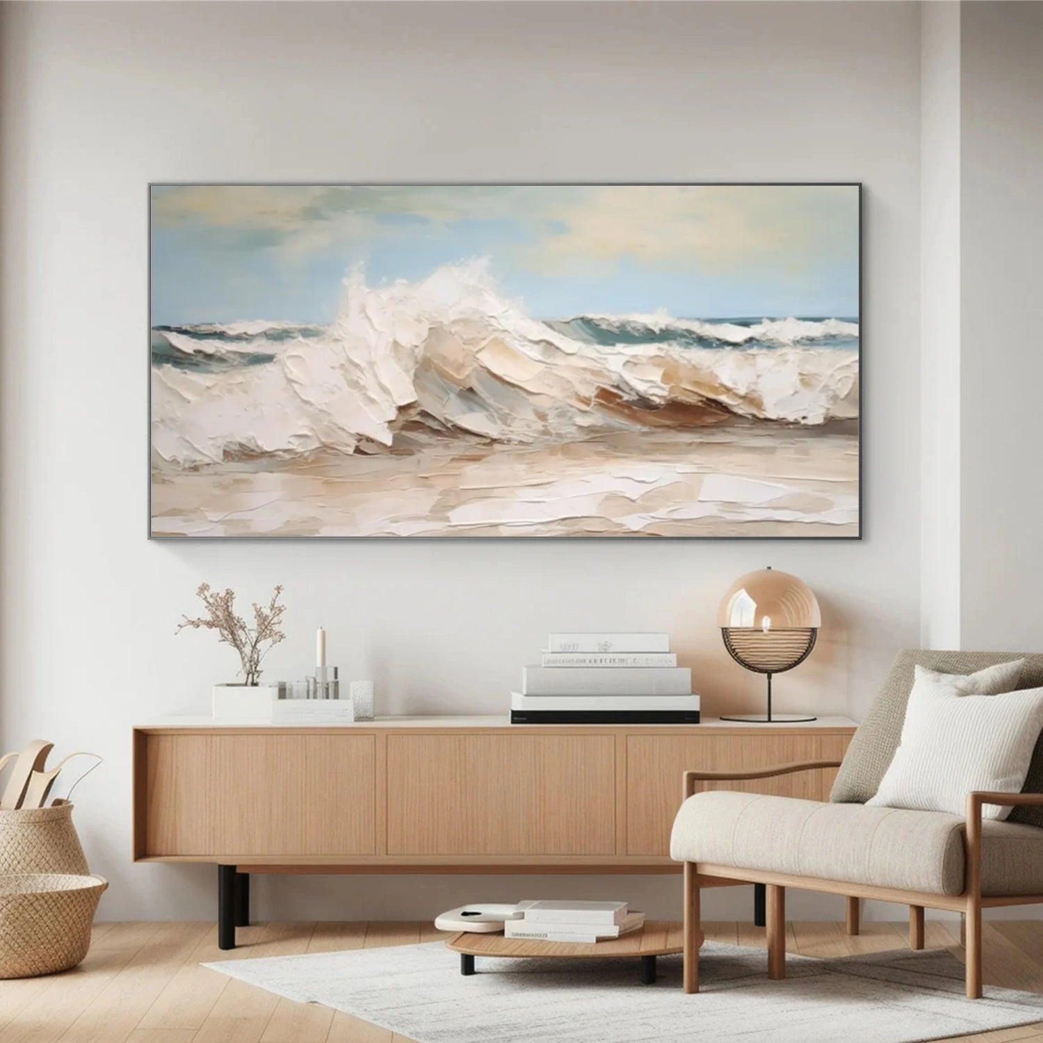 Ocean And Sky Abstract Textured Canvas Art #OS 290
