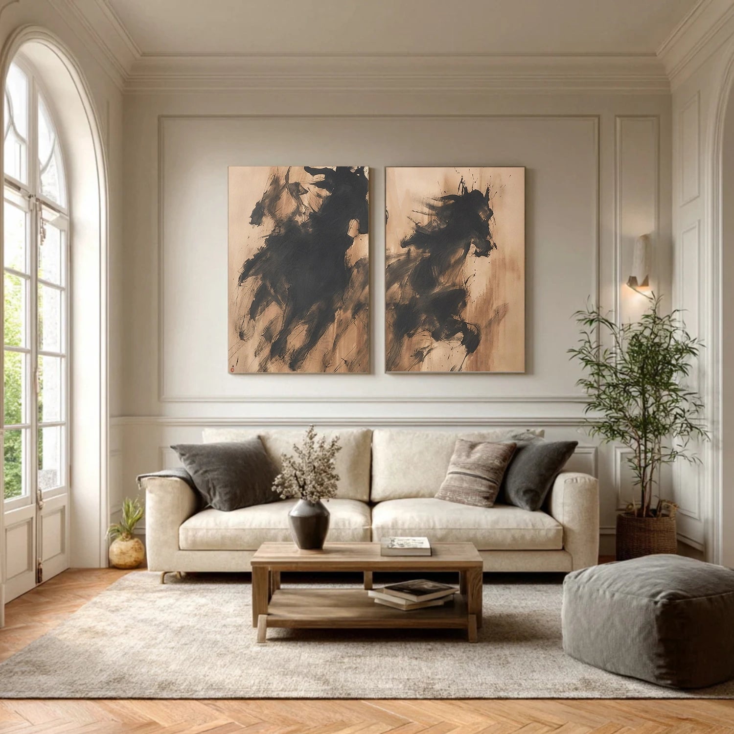 Abstract Animal Horse Canvas Art Set of 2 #AP206