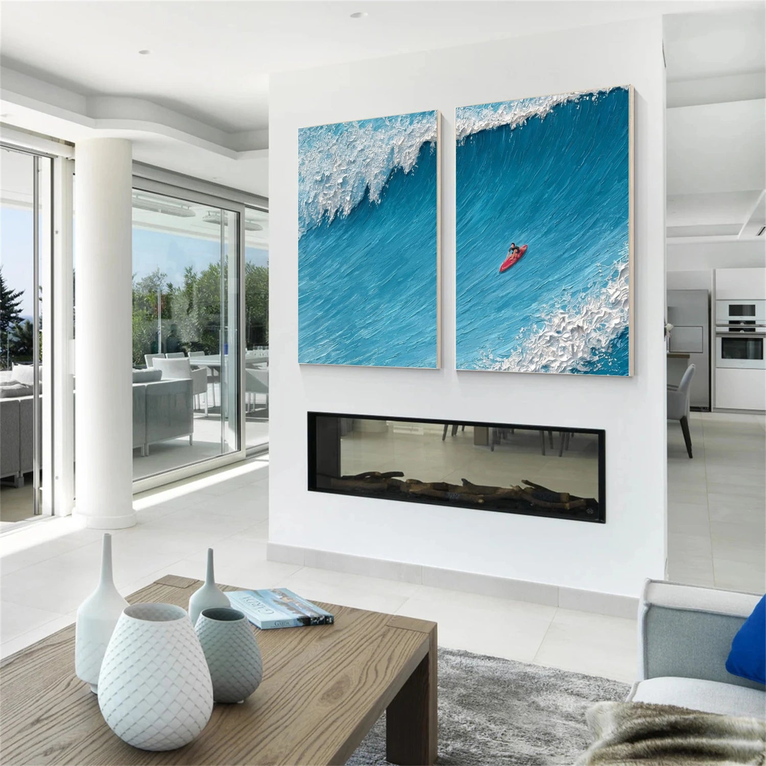 Surfing Sport Texture Set of 2 Canvas Painting #SA025