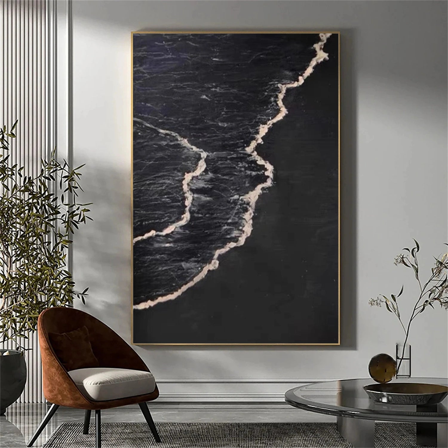 Ocean And Sky Abstract Textured Canvas Art #OS343