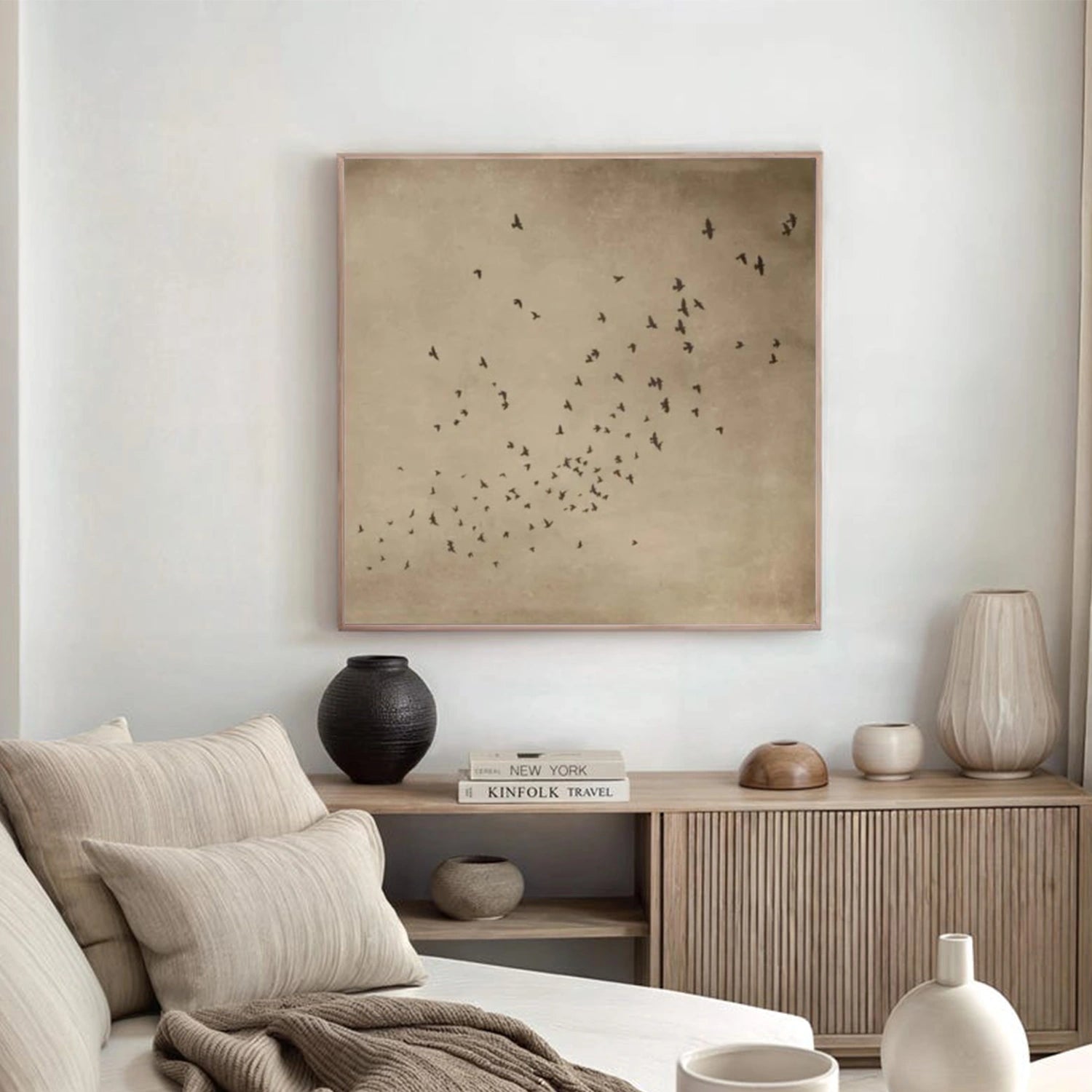Beige & Brown Abstract Animal Canvas Art #AP216