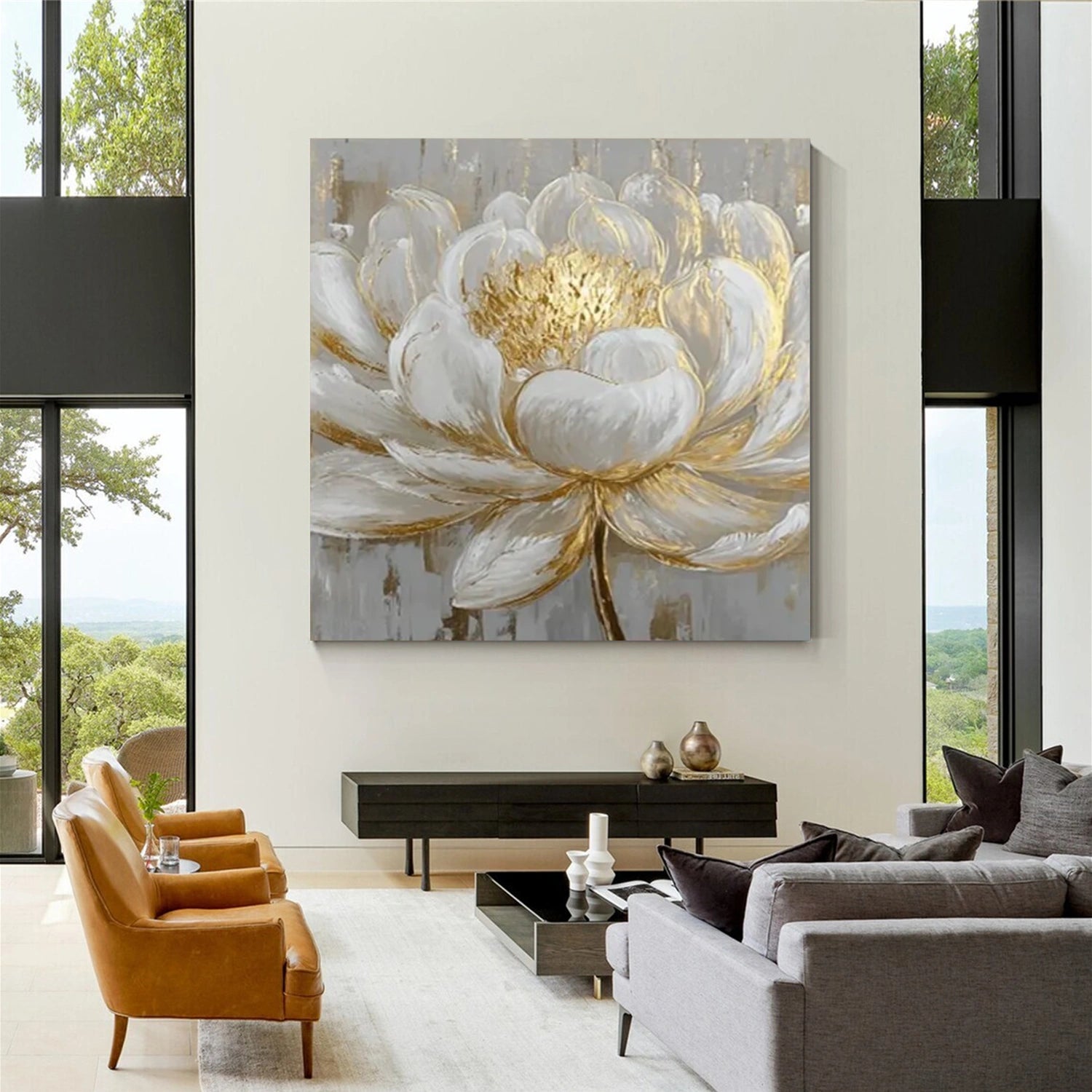 Flower & Tree Abstract Texturte  Canvas Art #FT 245