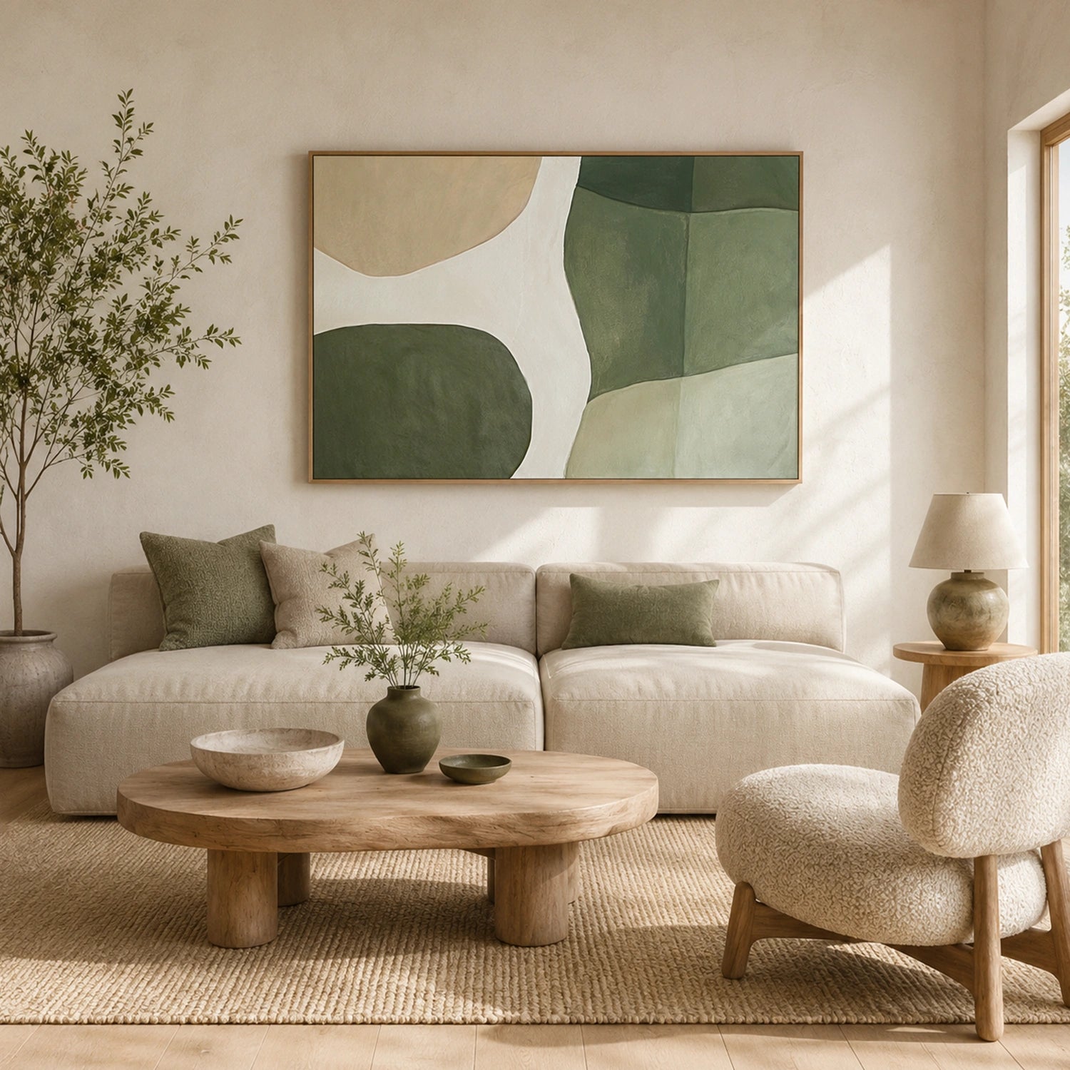 Beige & Green Abstract Wall Art #BG150
