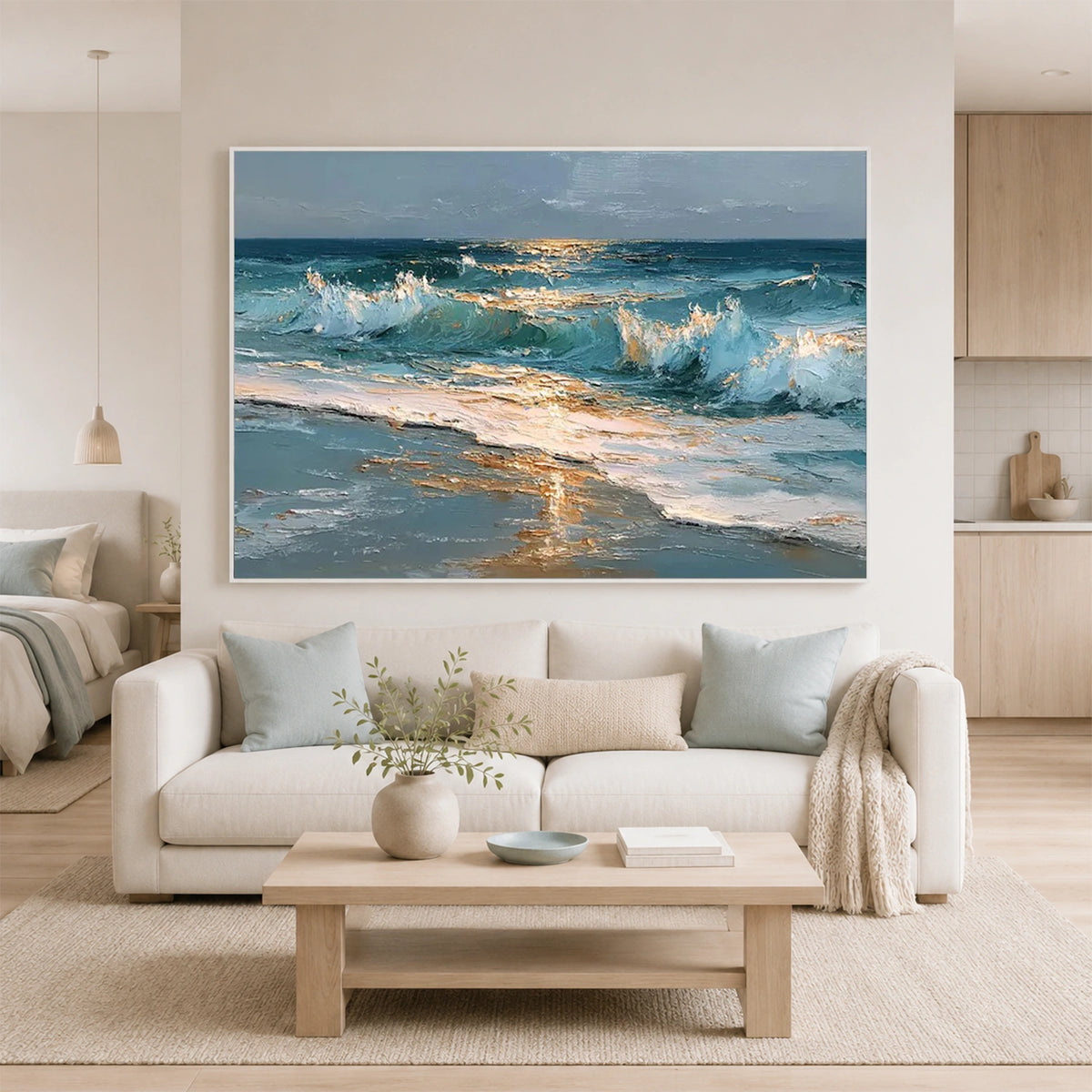 Ocean And Sky Abstract Texture Canvas Art #OS485