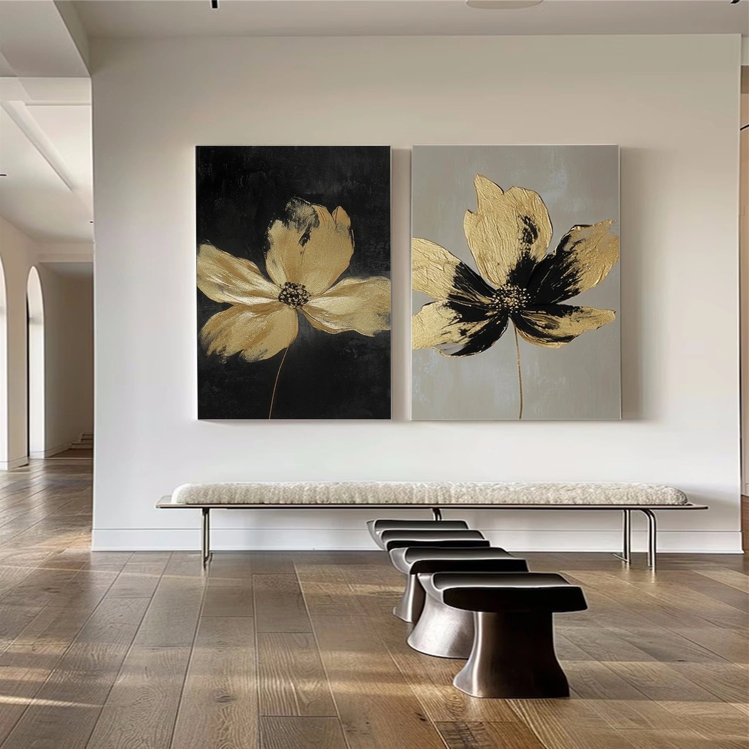 Flower & Tree Abstract Textured Canvas Set of 2 # FT 371