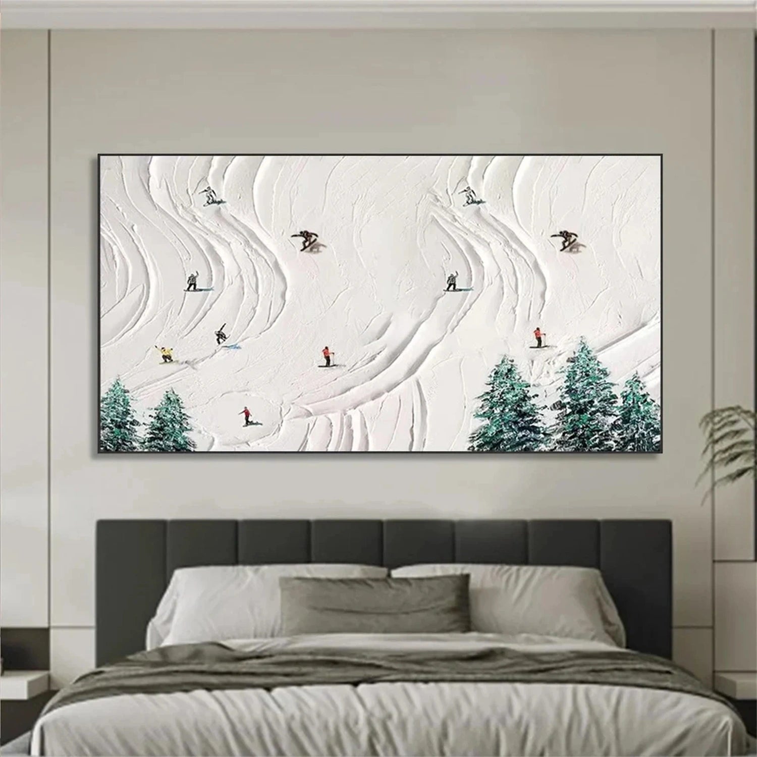 Skiing Sport Art Textured Painting Canvas # SP037