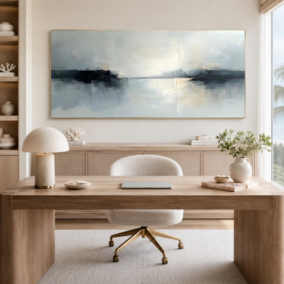 Ocean And Sky Abstract Canvas Art #OS481