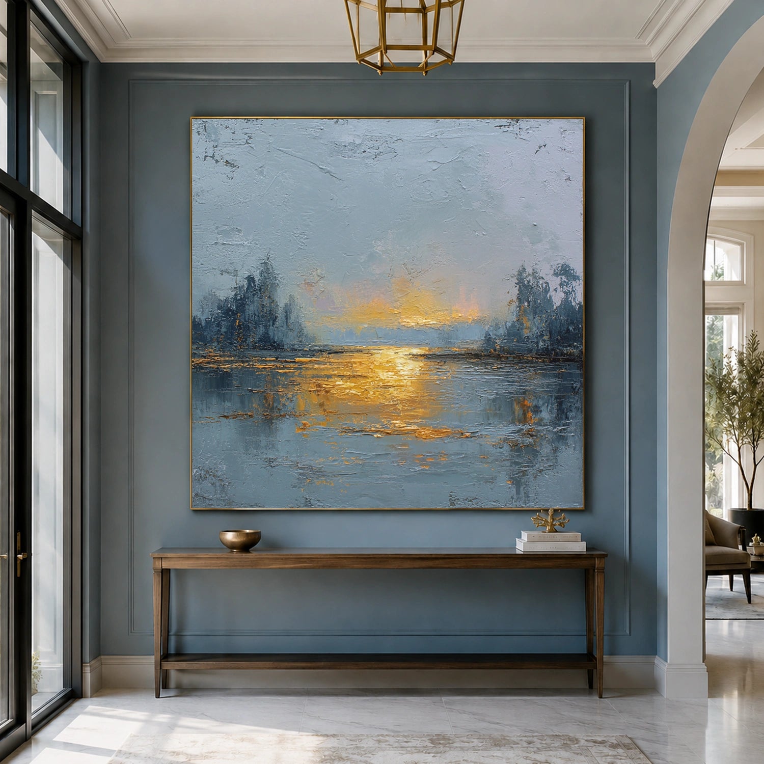 Ocean And Sky Abstract Canvas Art #OS429