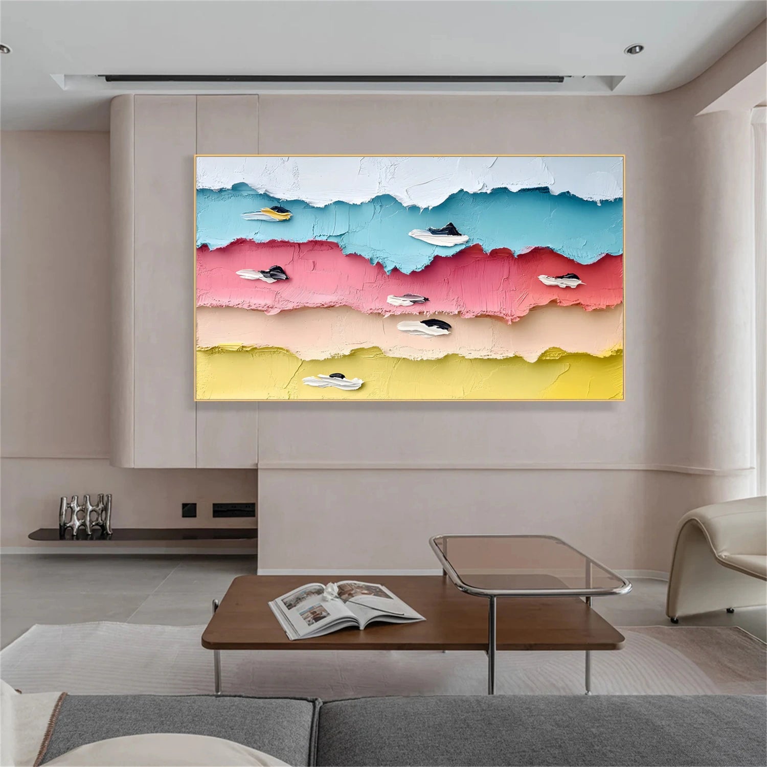 Colorful Swimming Sport Texture Canvas Painting #SA029