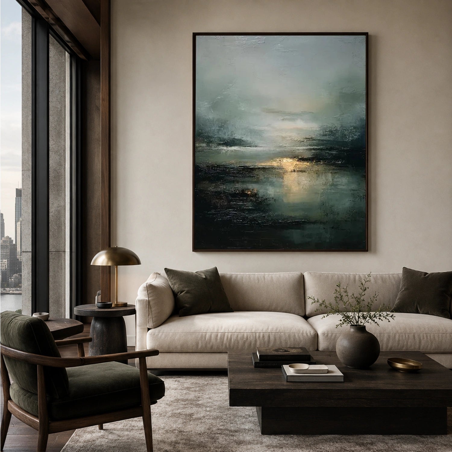 Ocean And Sky Abstract Canvas Art #OS462