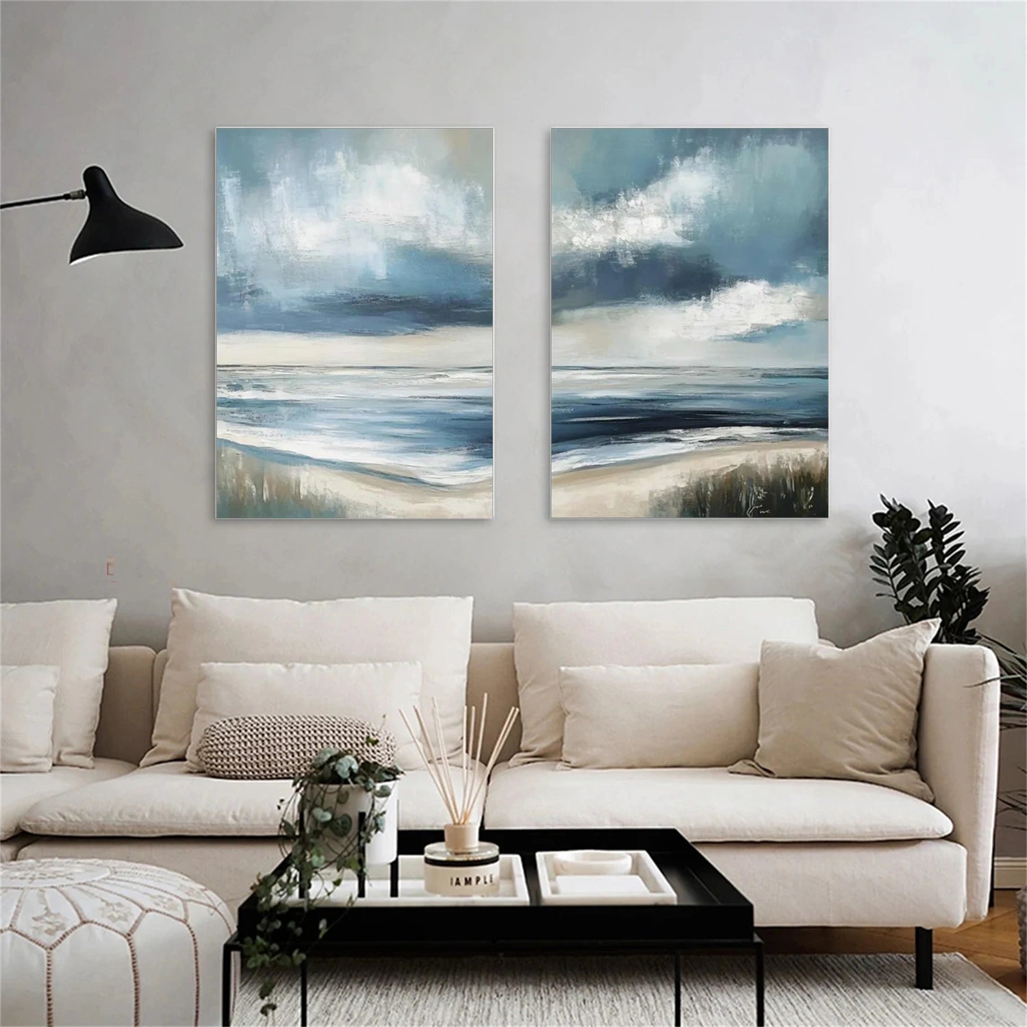 Ocean And Sky Abstract Set Of 2 Canvas Art #OS 285