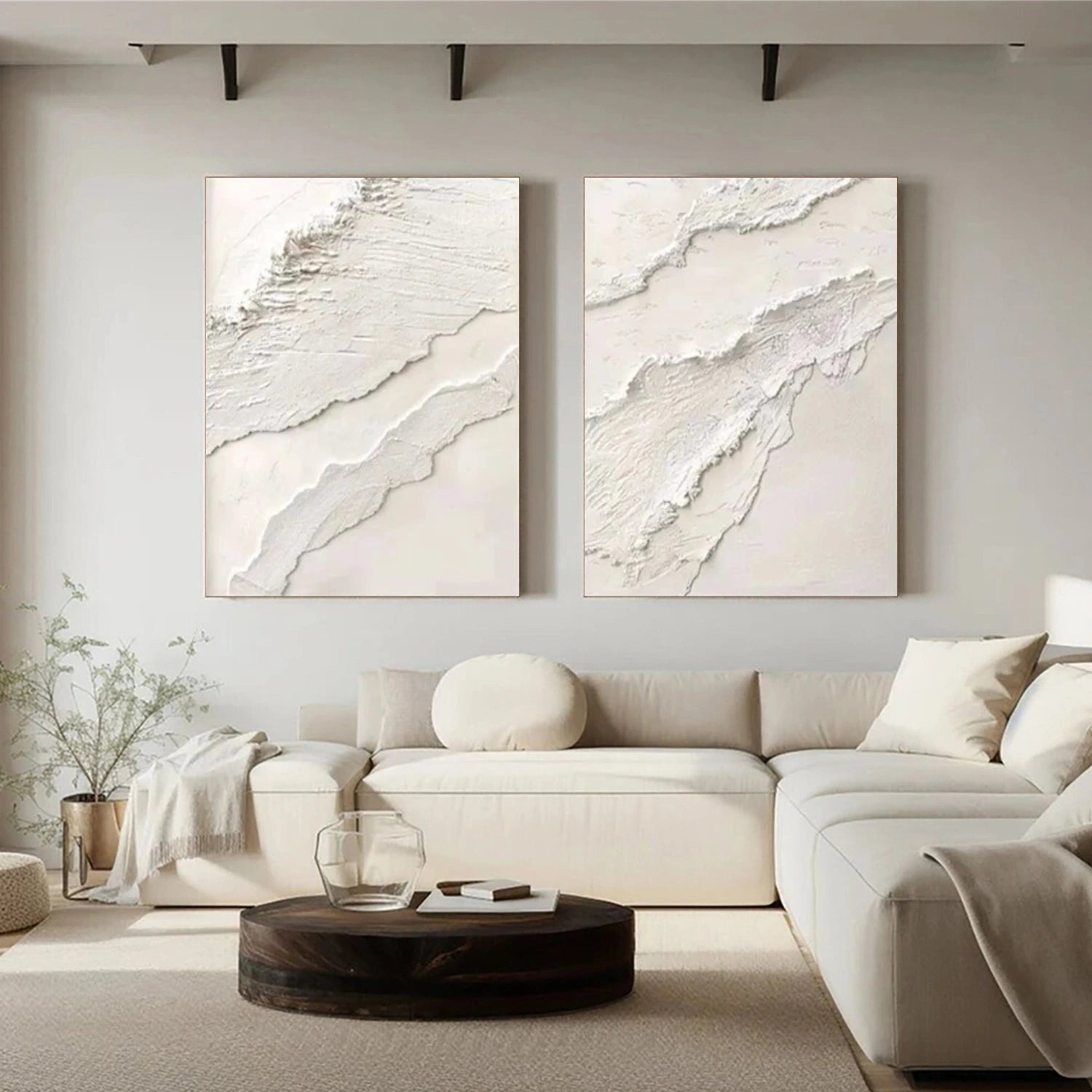 Plaster Art Minimalist Textured Paintings Set of 2 #MM277