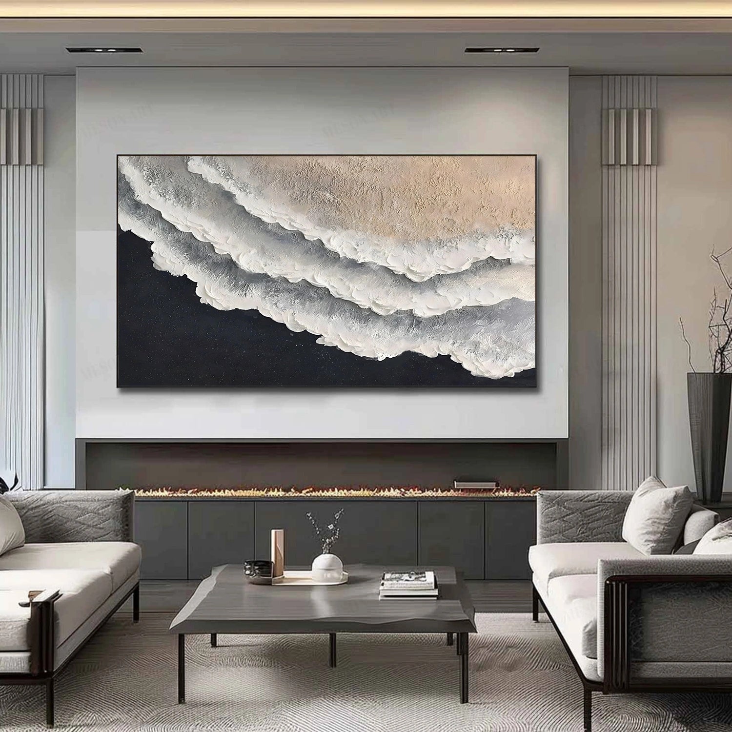 Ocean And Sky Abstract Texture Canvas Art #OS389