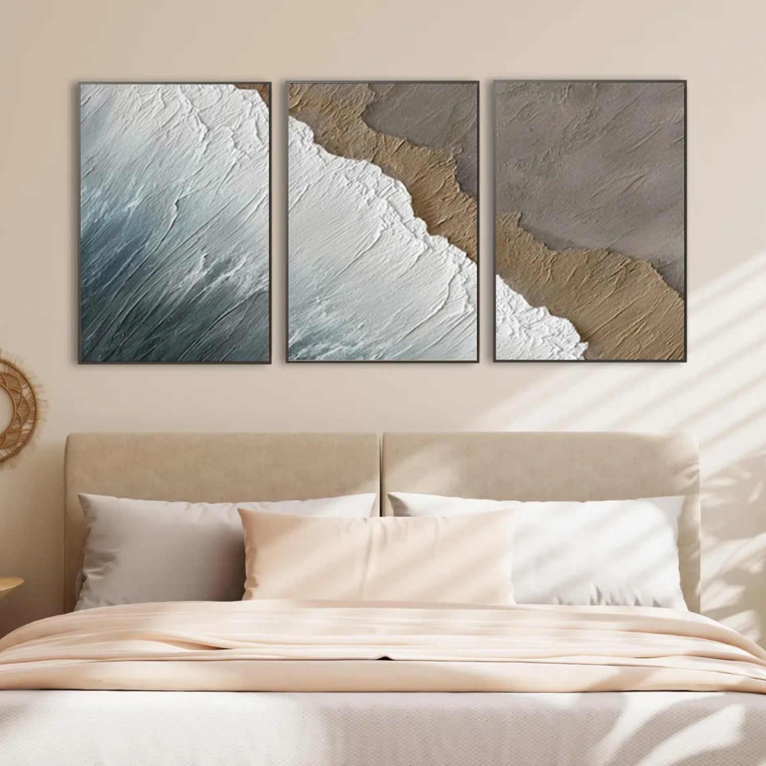 Ocean And Sky Abstract Texture Canvas Art Set of 3 #OS379