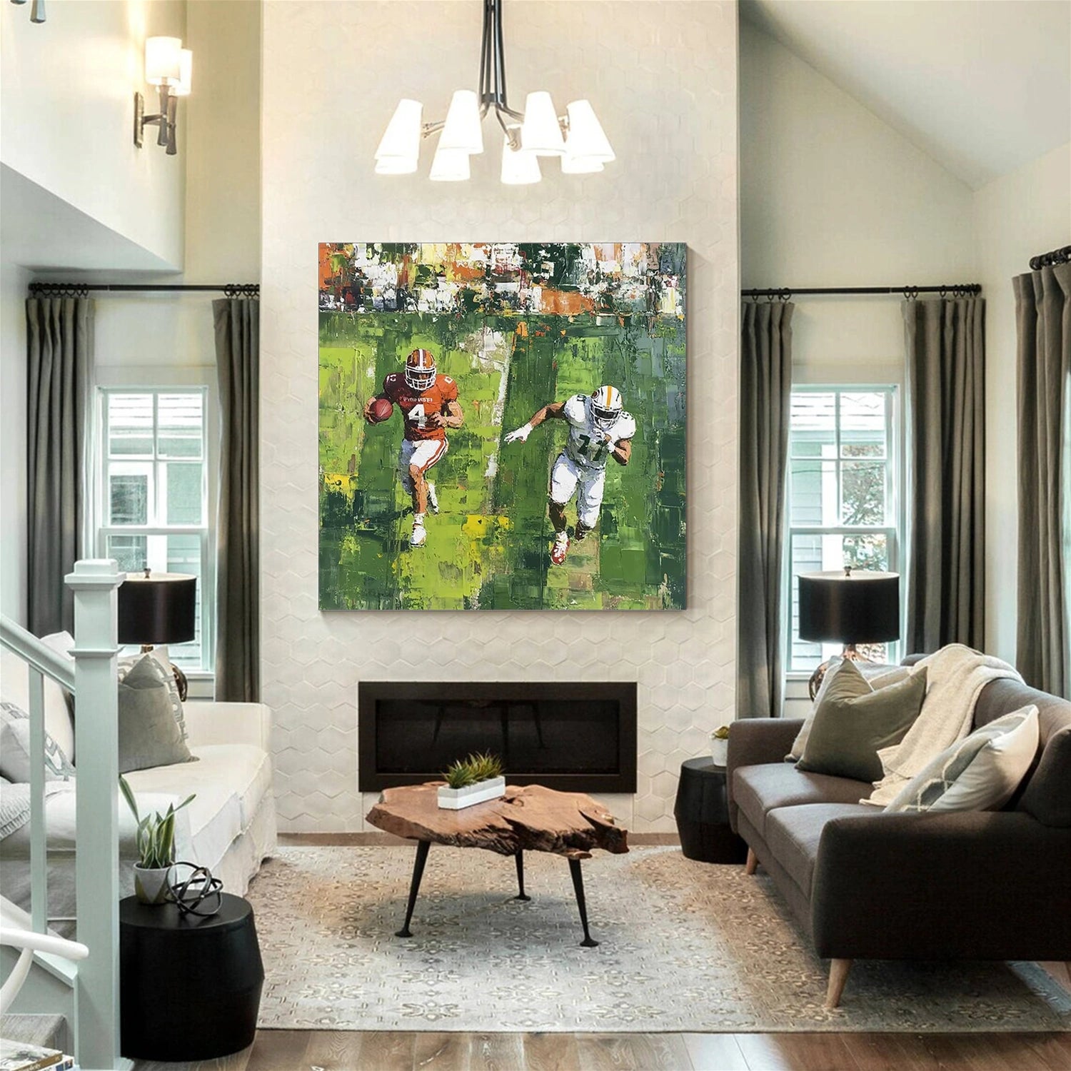 American Football Sport Art Textured Painting Canvas #SA005