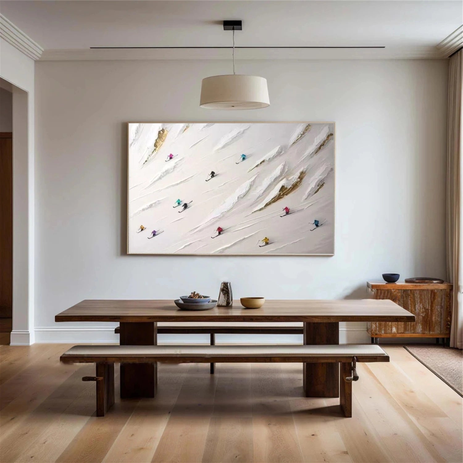 Skiing Sport Art Textured Painting Canvas # SA034