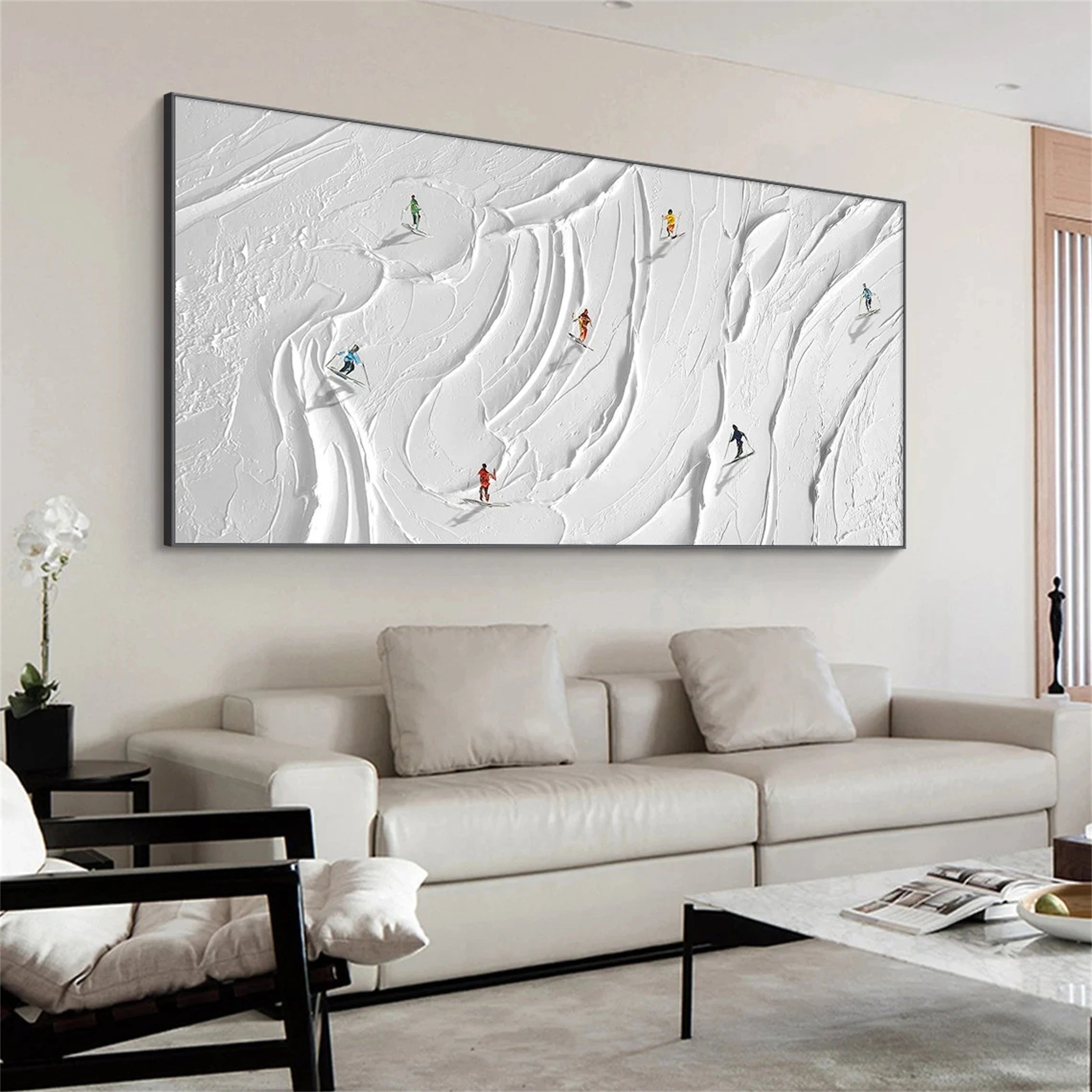 Skiing Sport Art Textured Painting Canvas #MM114