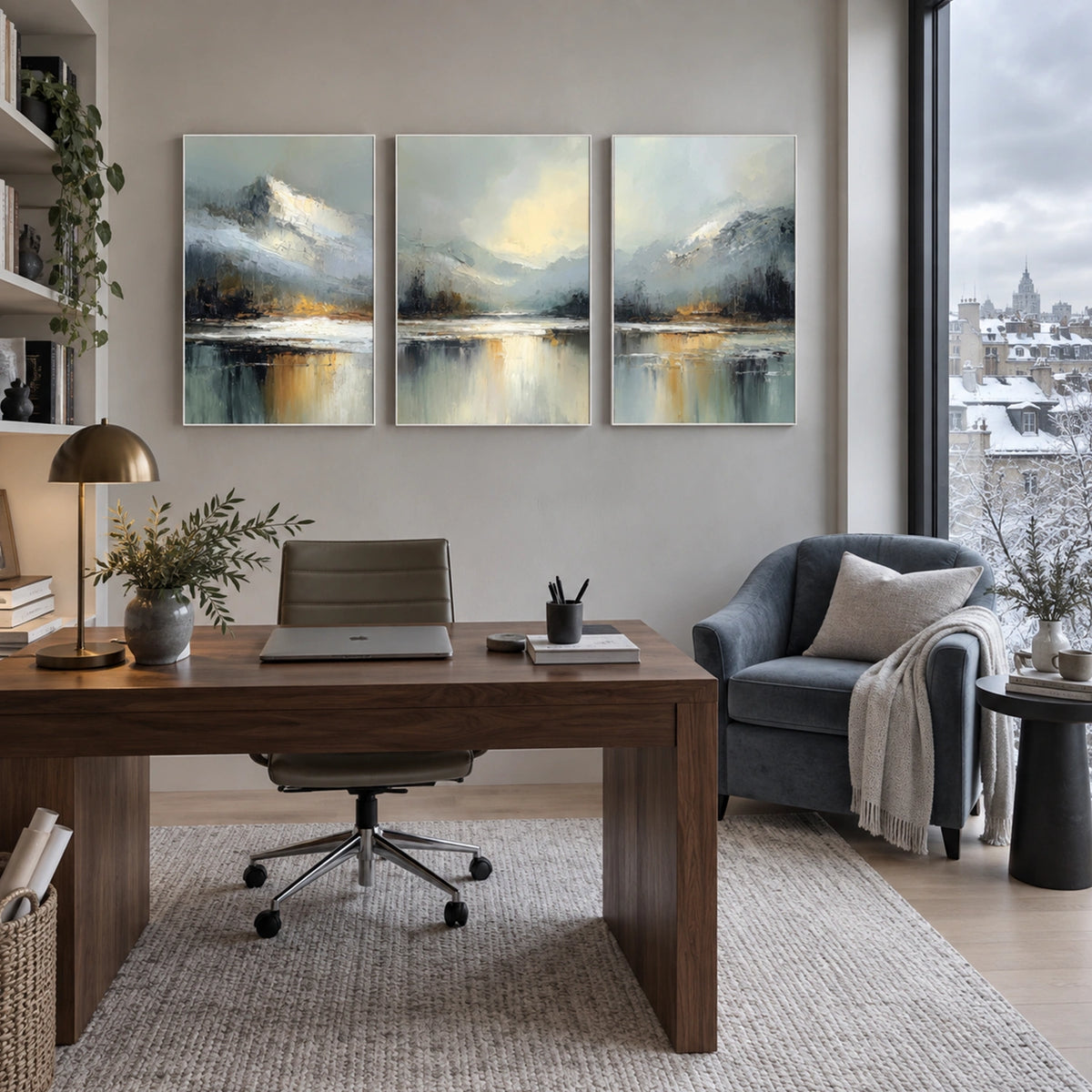 Ocean And Sky Abstract Canvas Art Set of 3 #OS480