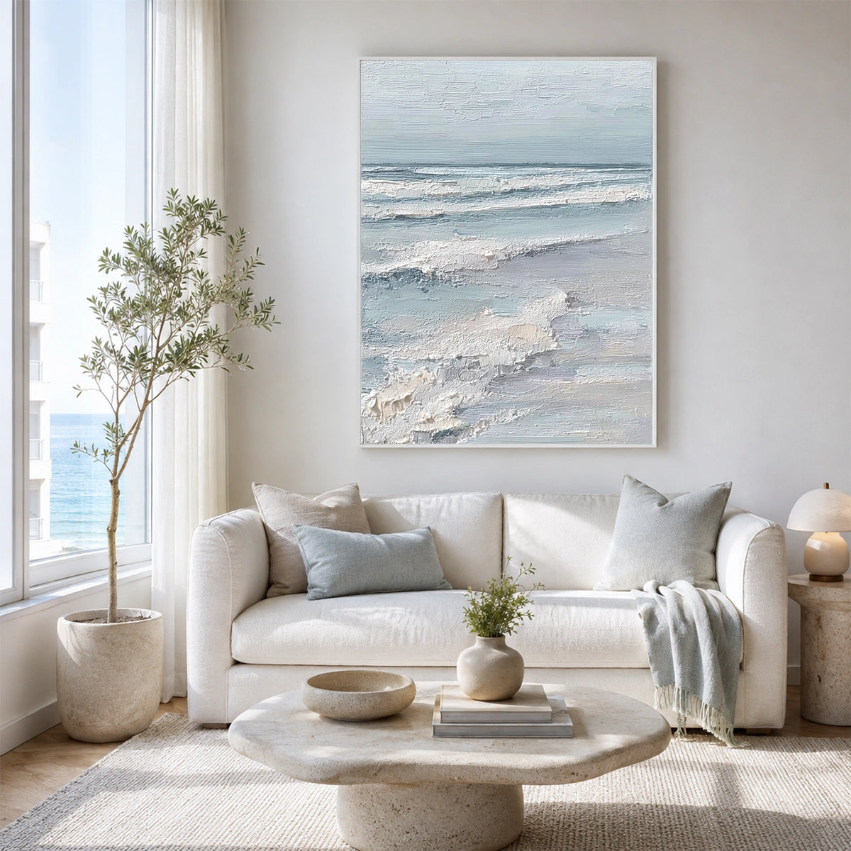 Ocean And Sky Abstract Texture Canvas Art #OS446