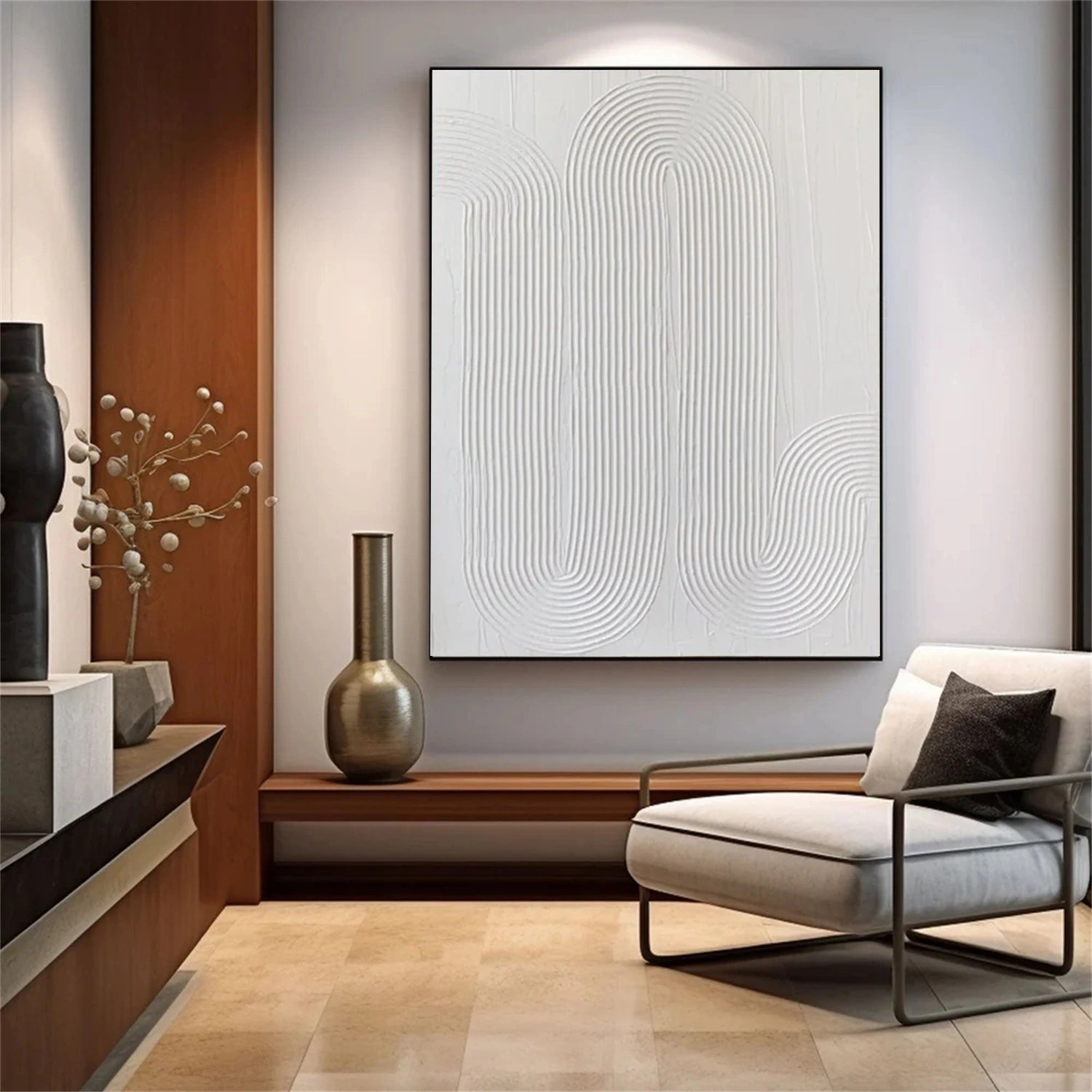 White Minimalist Textured Painting Canvas #MM207