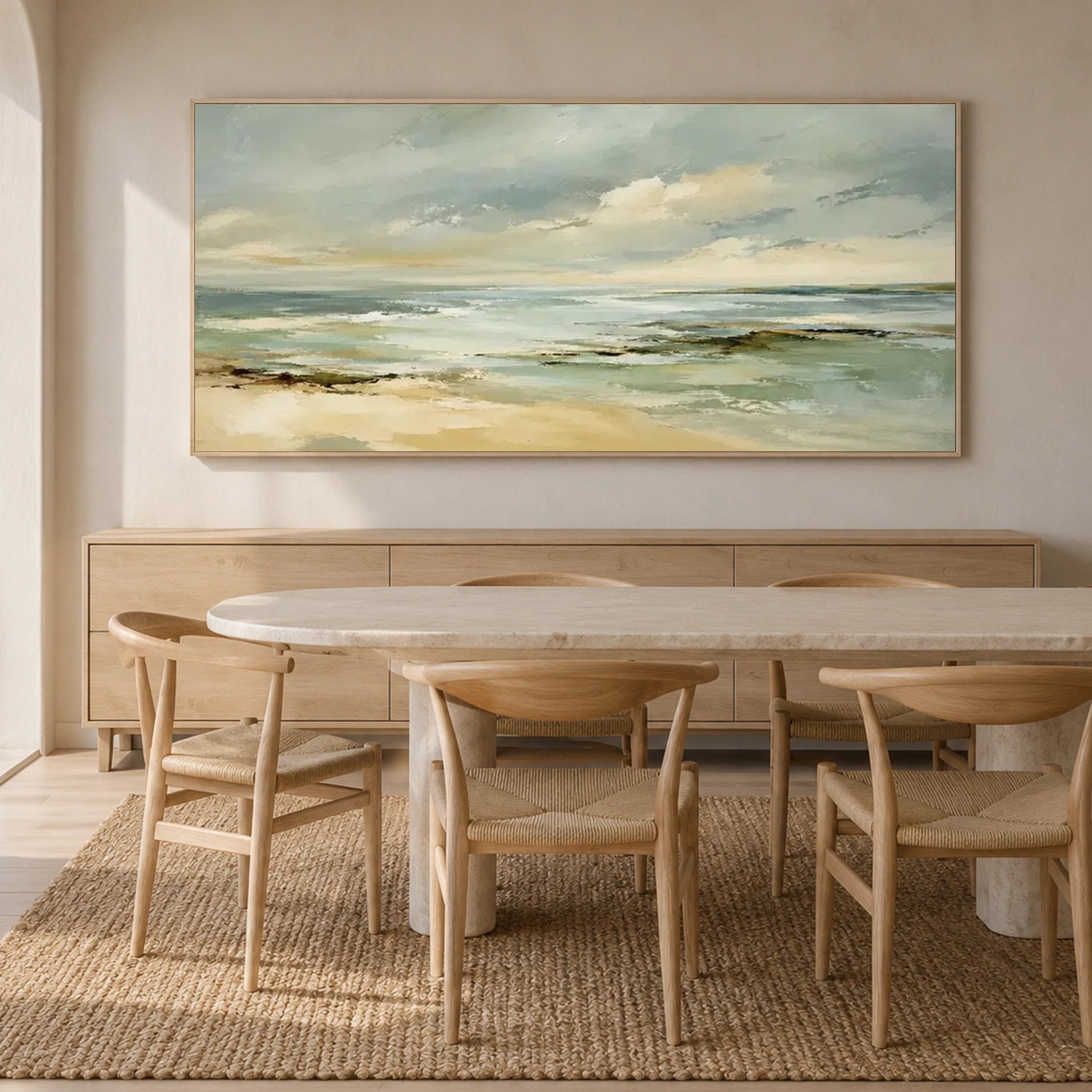Ocean And Sky Abstract Canvas Art #OS468