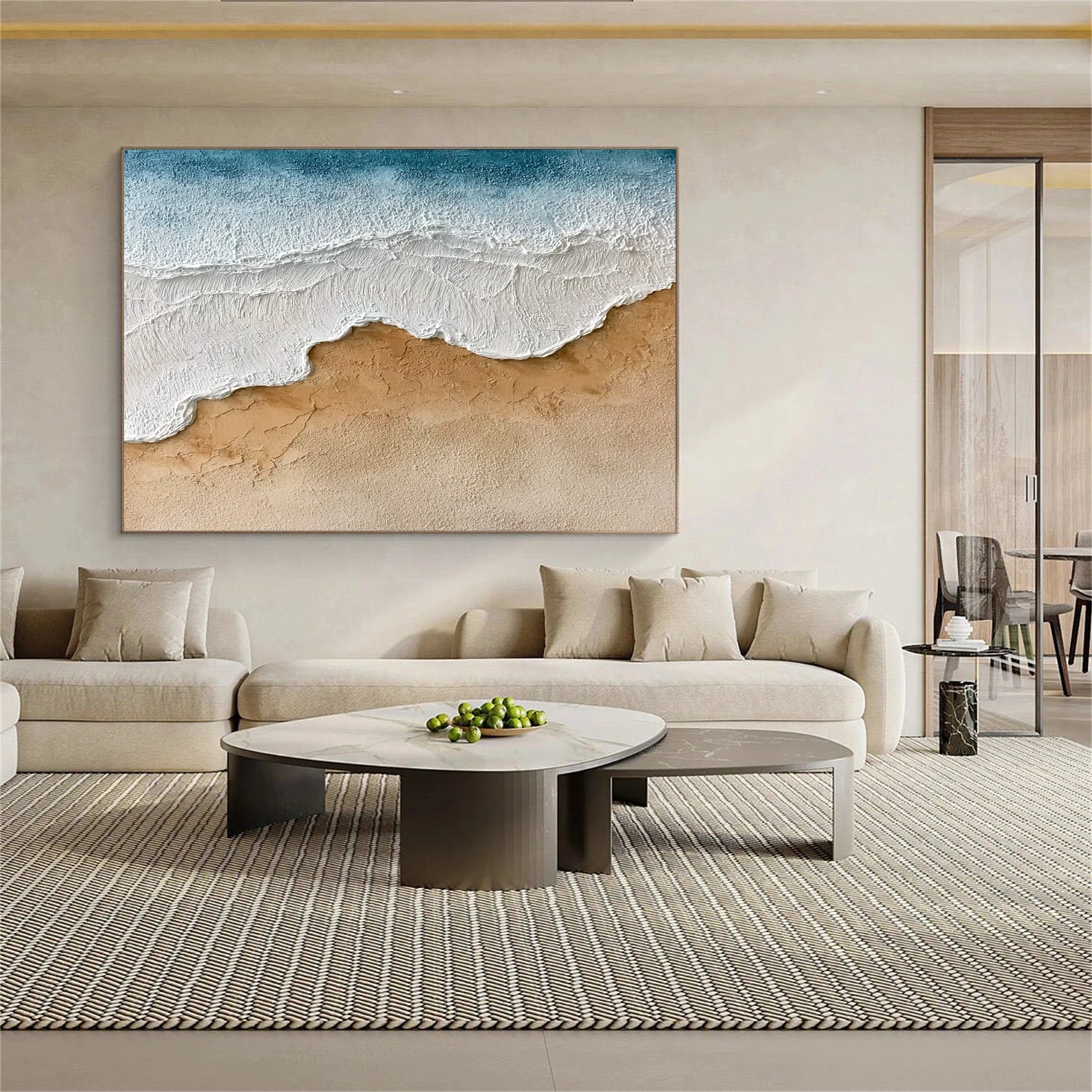 Ocean And Sky Abstract Textured Canvas Art #OS349