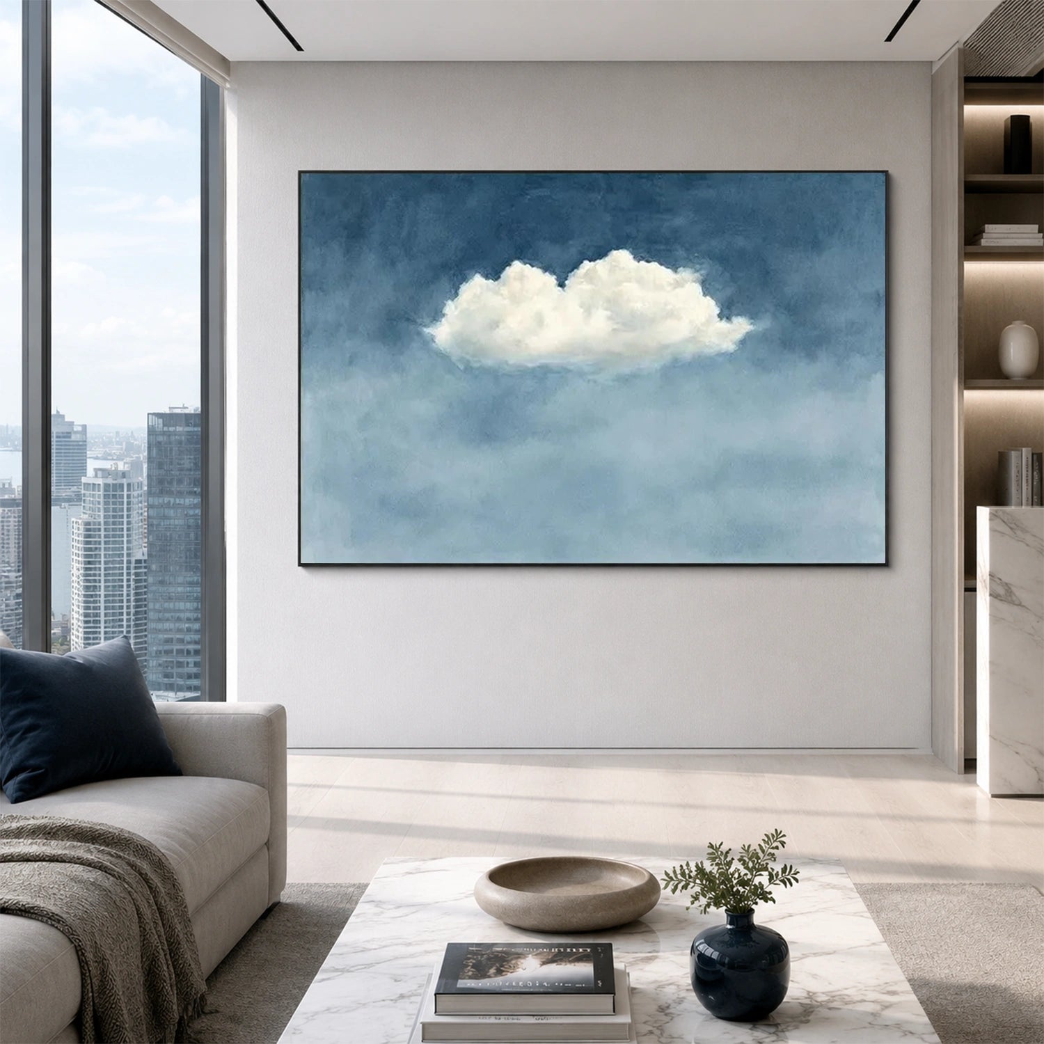 Ocean And Sky Abstract Canvas Art #OS457