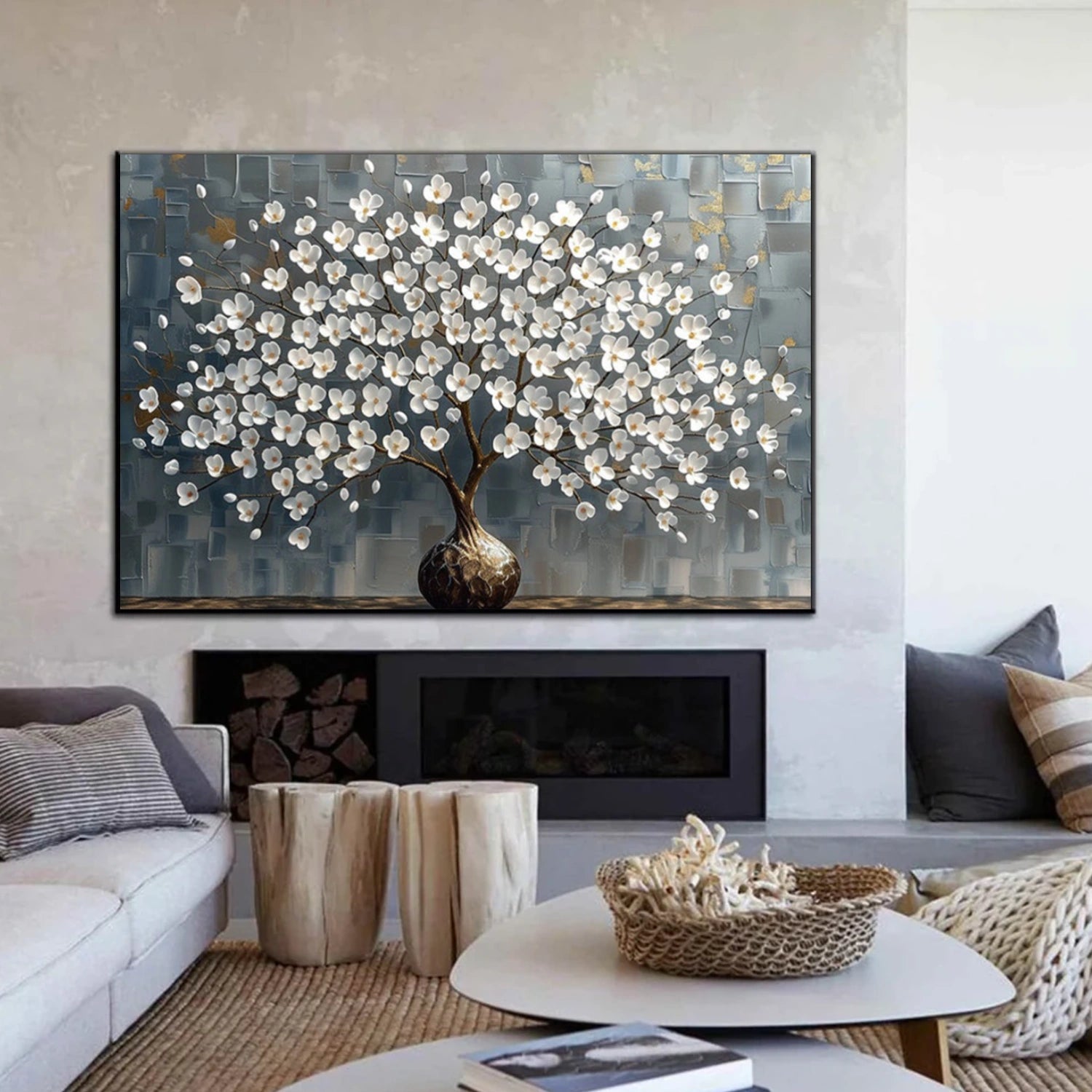 Flower & Tree Abstract Textured Canvas # FT 354