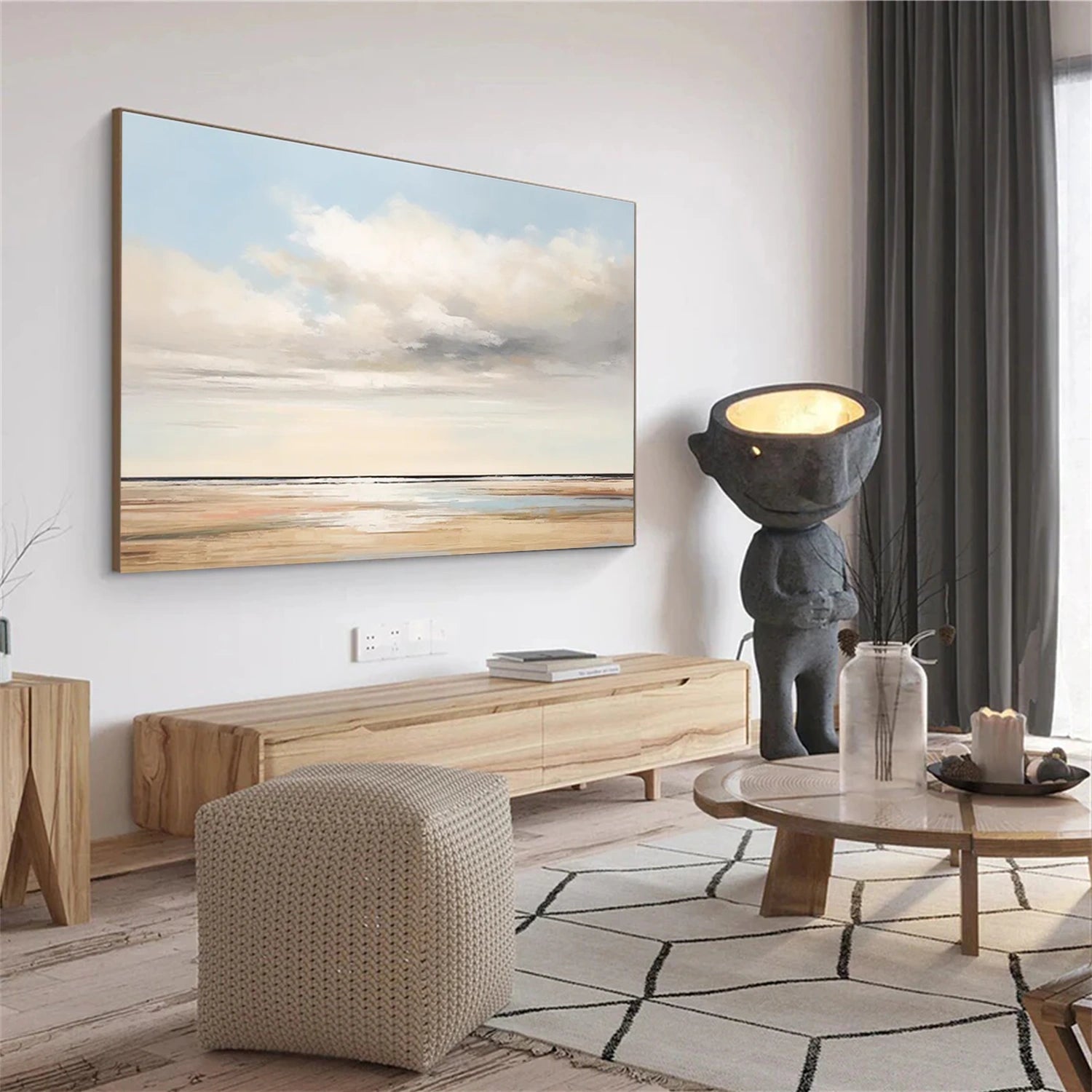 Ocean And Sky Abstract Canvas Art #OS 278