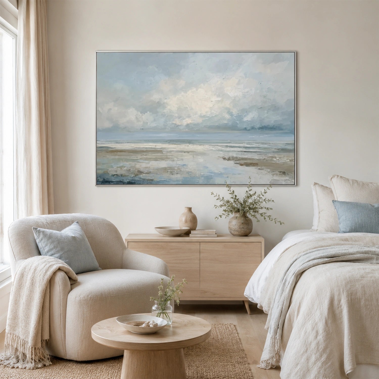Ocean And Sky Abstract Texture Canvas Art #OS443