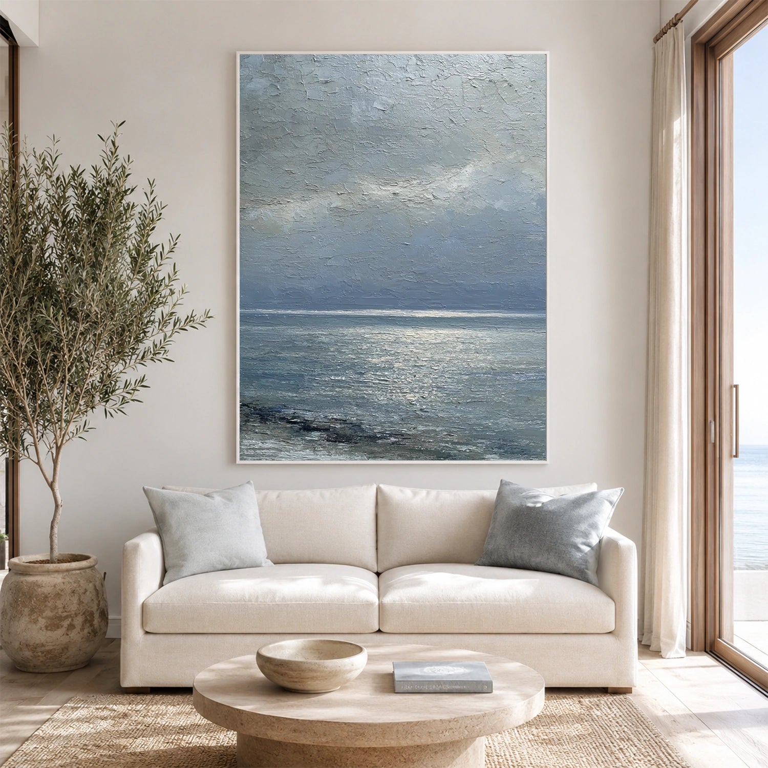 Ocean And Sky Abstract Texture Canvas Art #OS454