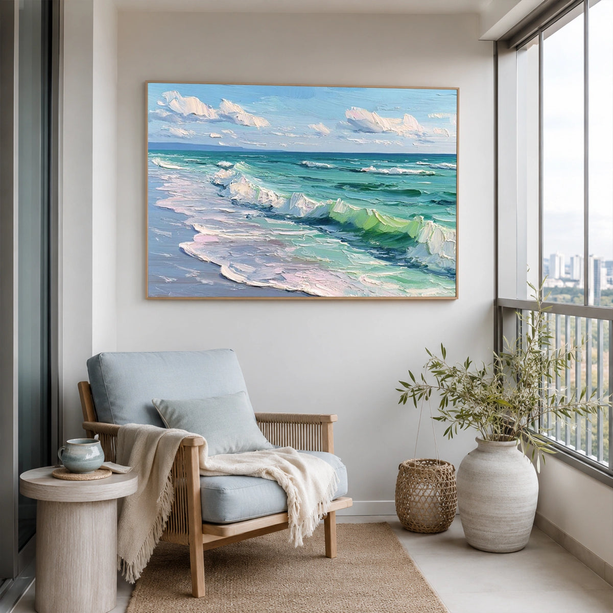 Ocean And Sky Abstract Texture Canvas Art #OS487