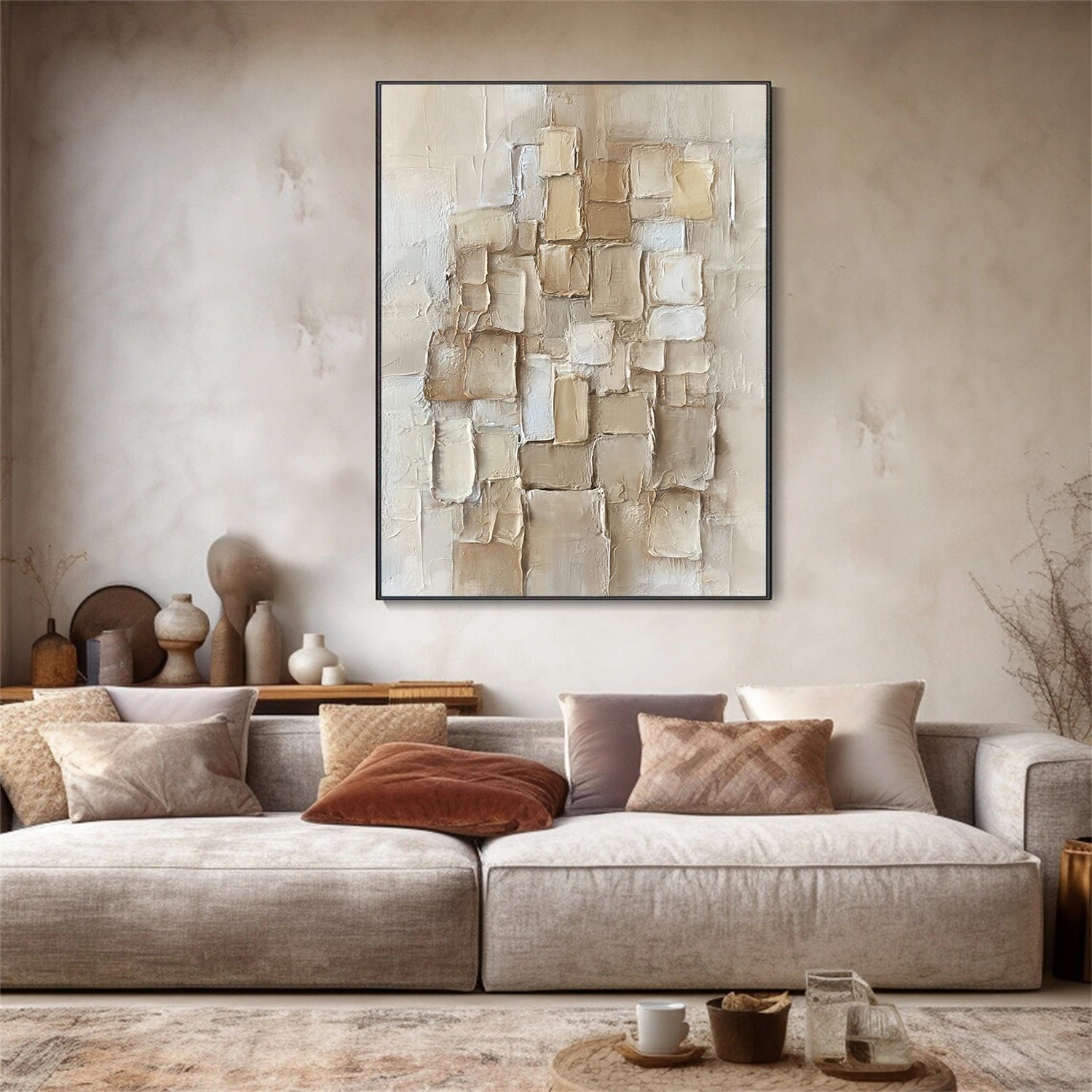 Beige Abstract Textured Wall Art #AB 573