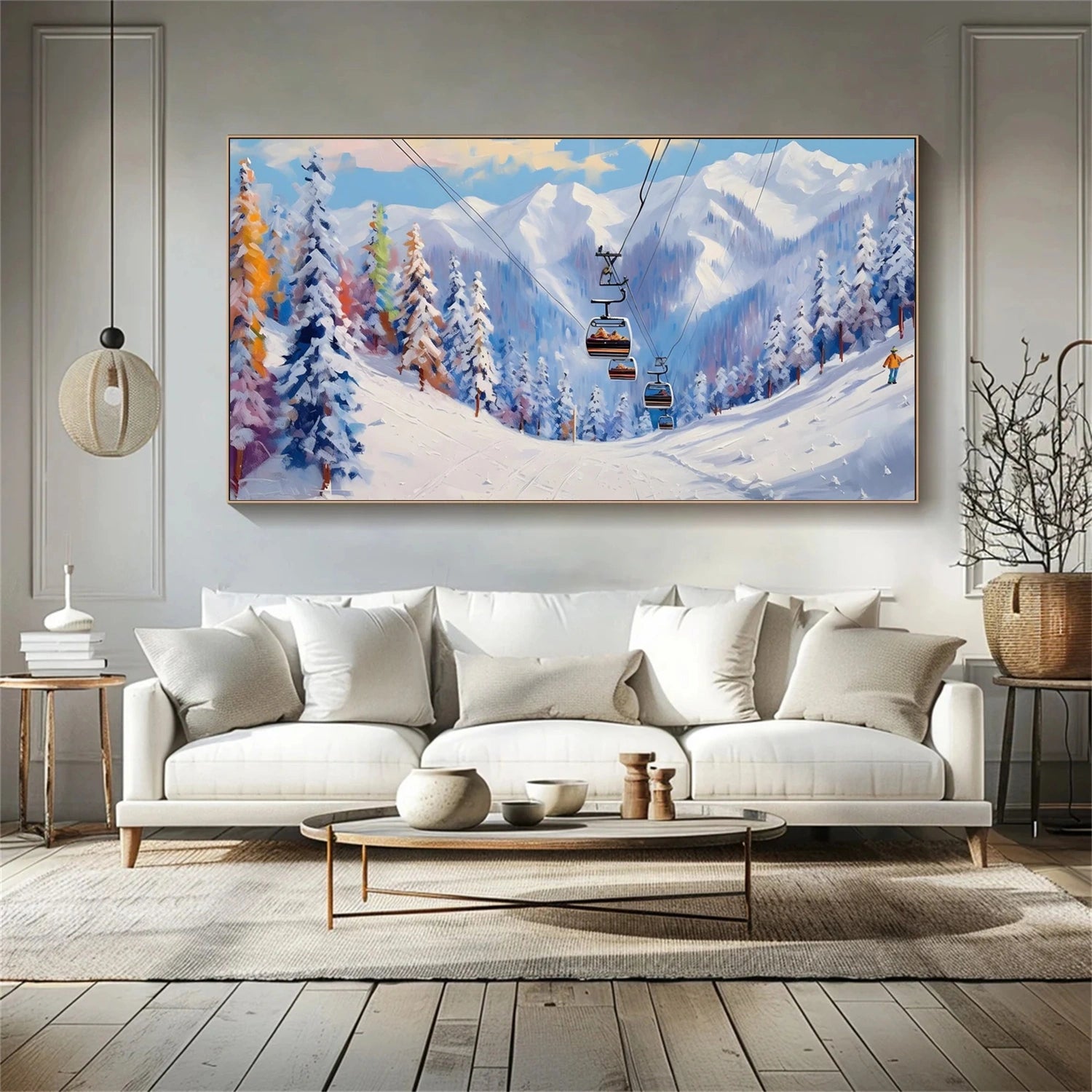 Skiing Sport Art Textured Painting Canvas # SP038