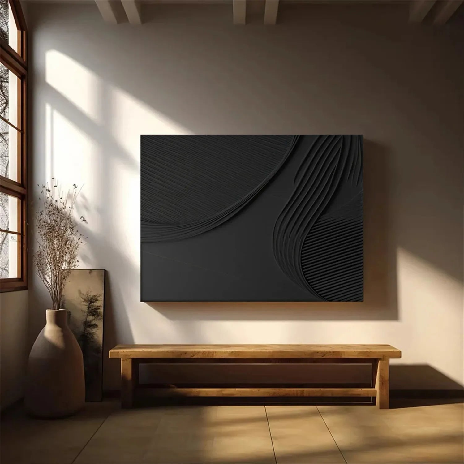 Black Minimalist Textured Painting #MZ127