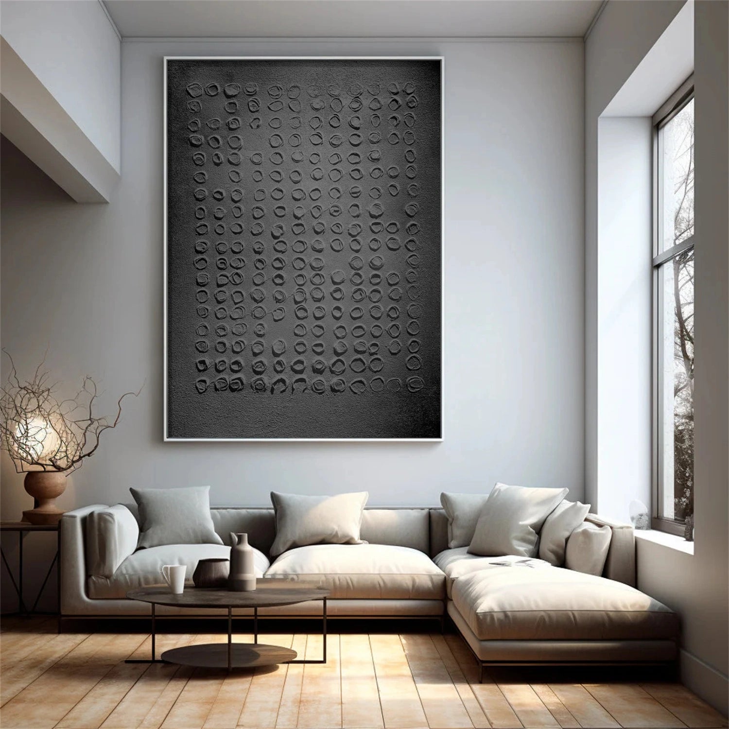 Black Minimalist Textured Painting #MZ145